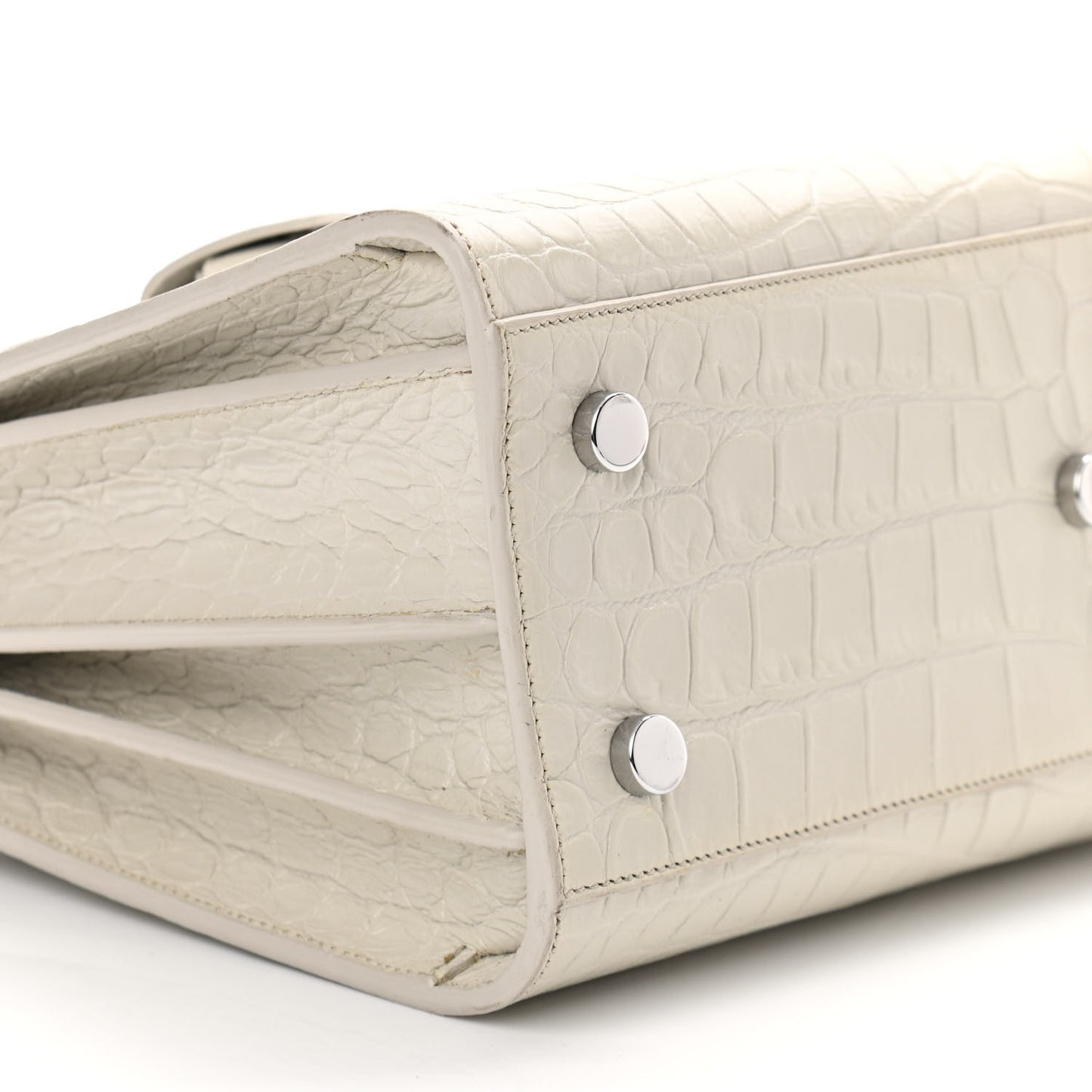 Calfskin Crocodile Embossed Baby Sac De Jour Gris Perle