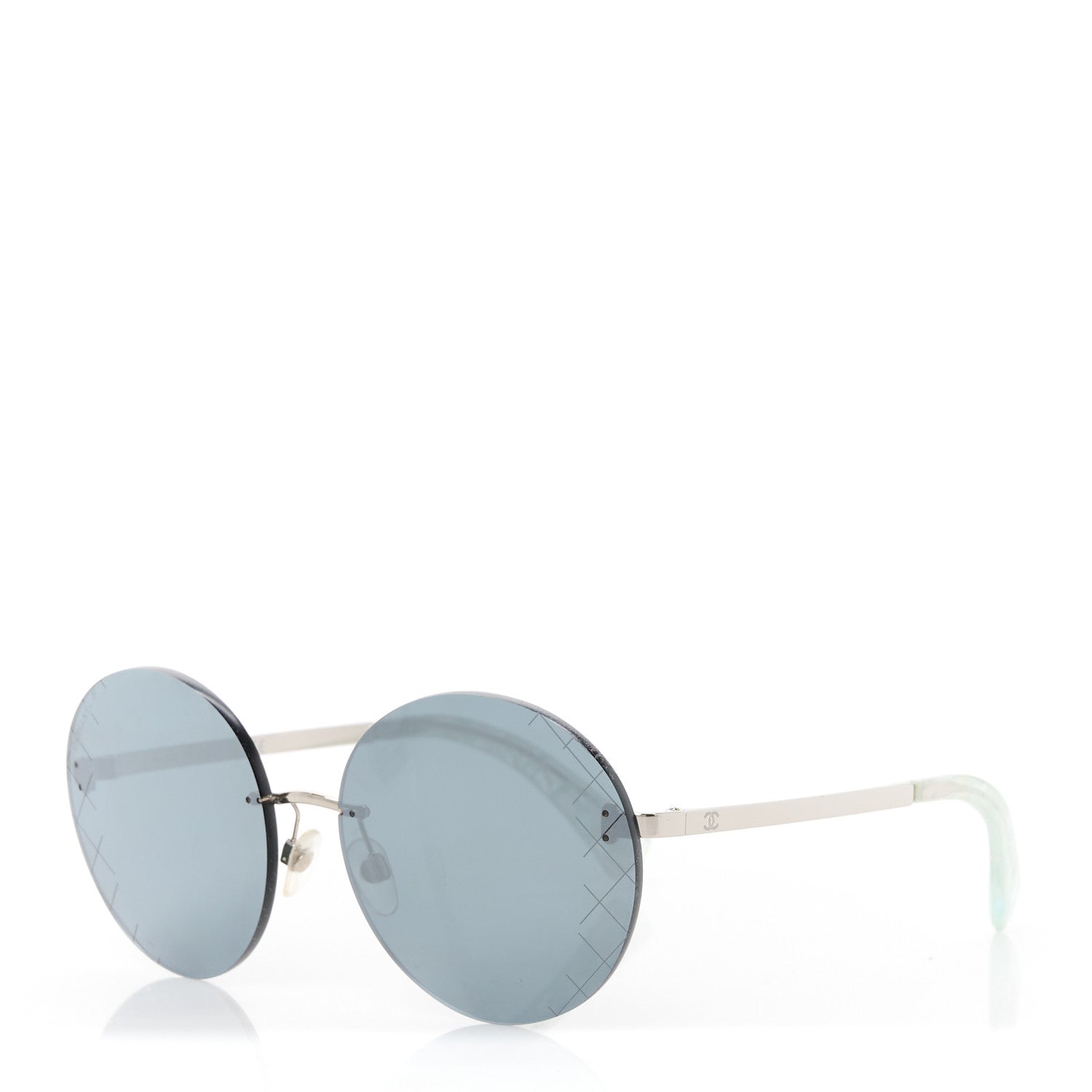 Chanel Metal Rimless Round Sunglasses 4216 Silver 1 of 8