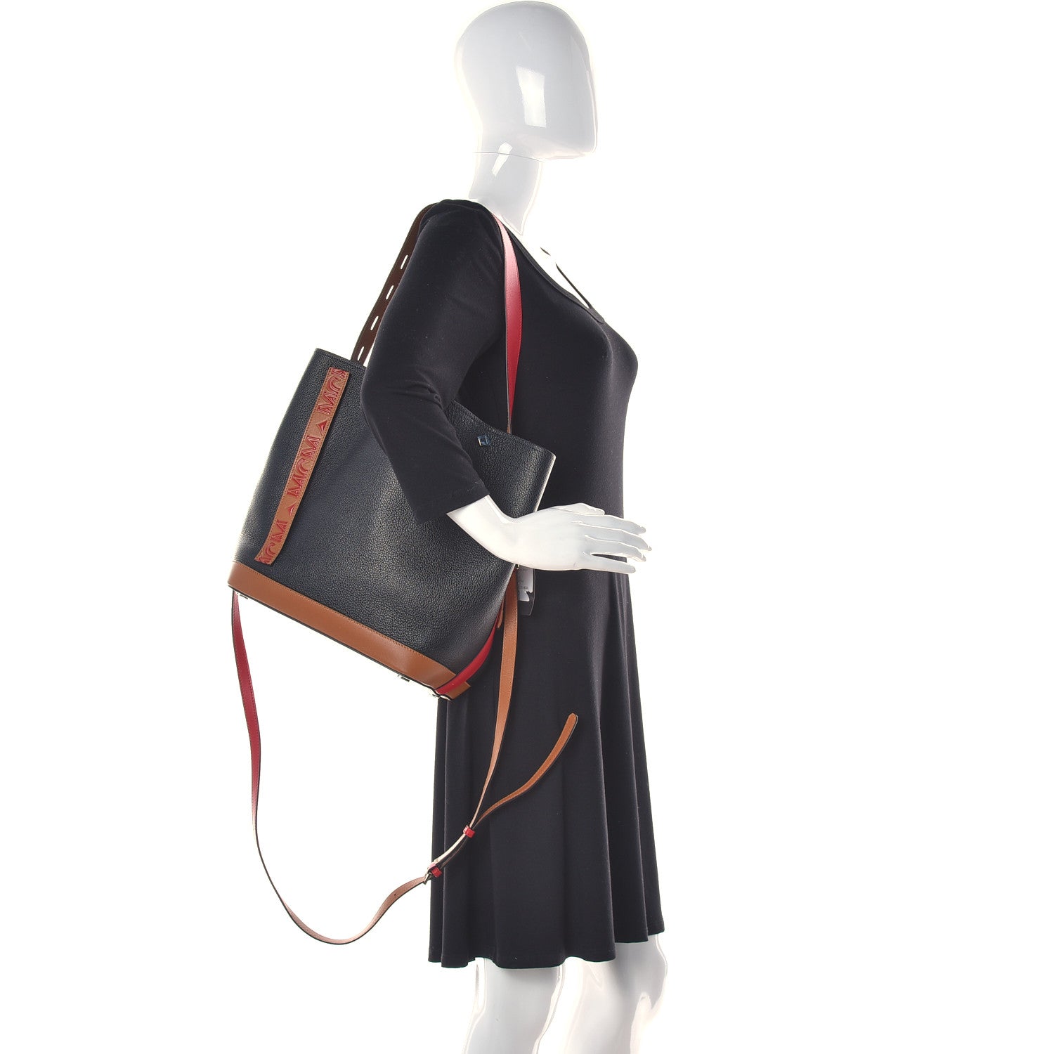 MCM Goatskin Medium Milano Drawstring Bag Black 2 of 9