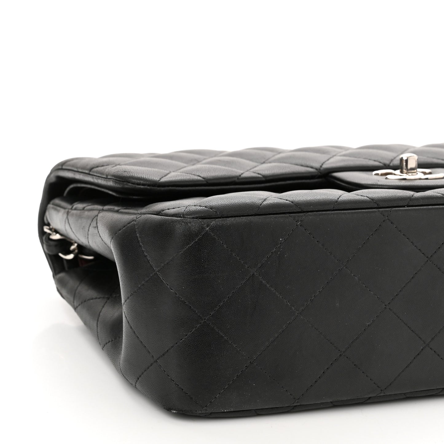 Lambskin Quilted Jumbo Double Flap Black