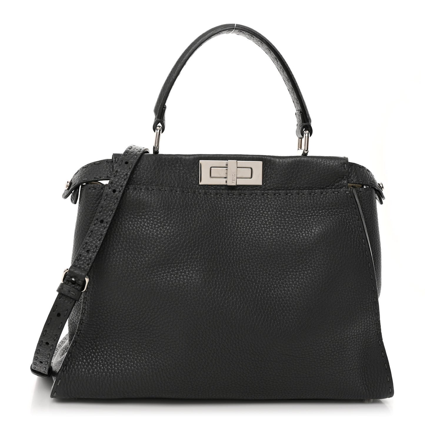 Cuoio Romano Selleria Bi-Color Medium Peekaboo Iconic Satchel Asfalto Latte
