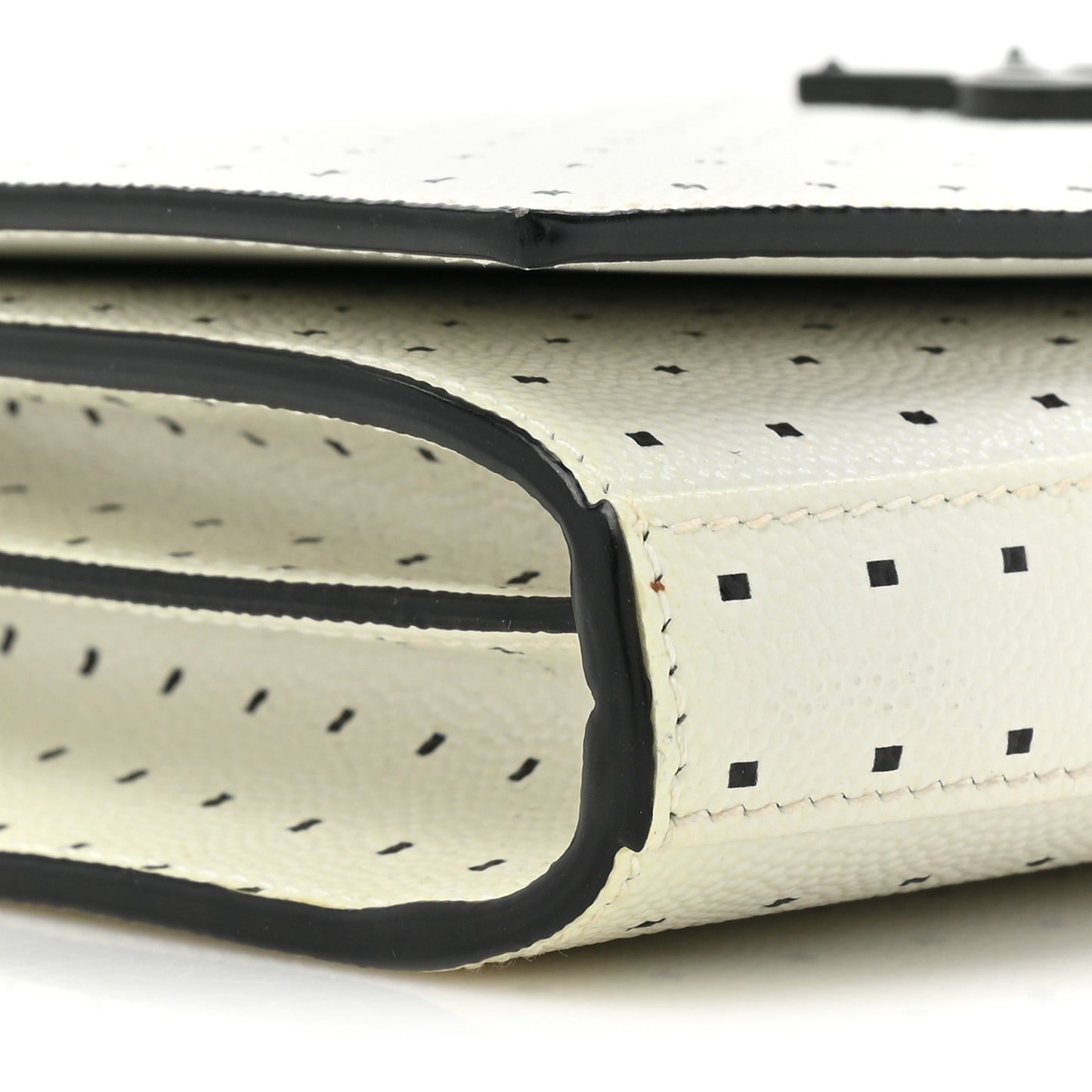 Grain De Poudre Square Dot Print Monogram Chain Wallet White Matte Black