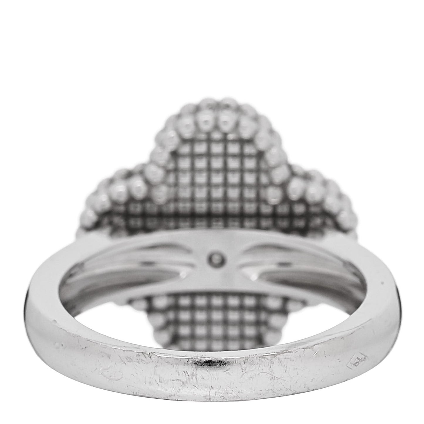18K White Gold Diamond Mother of Pearl Vintage Alhambra Ring 49 4.75