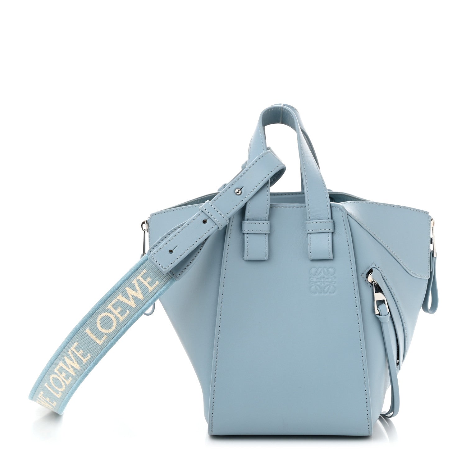 LOEWE 水色 ハンドバッグ Loewe Satin Calfskin Compact Hammock Shoulder Bag Dusty Blue