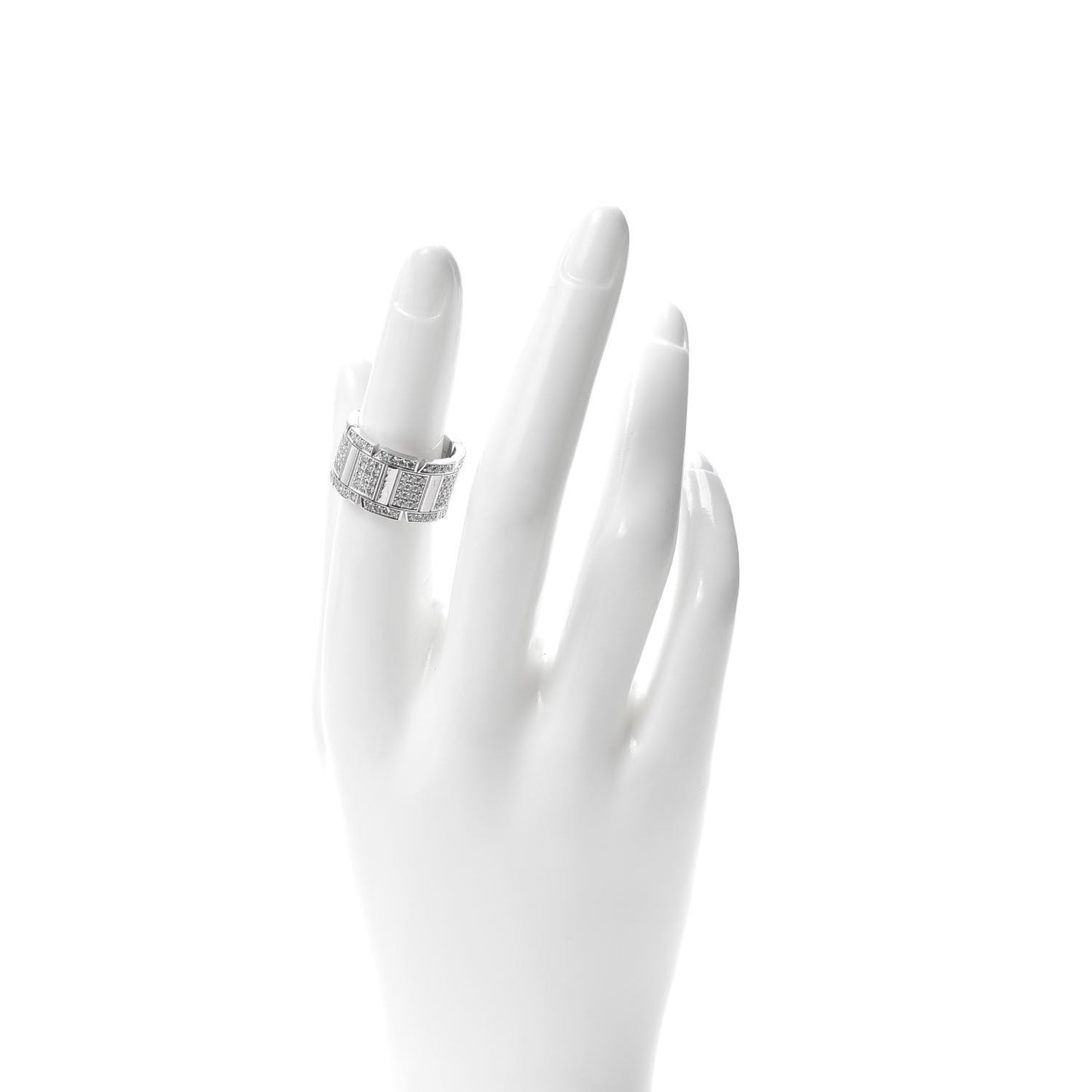 18K White Gold Diamond Tank Francaise Ring 52 6