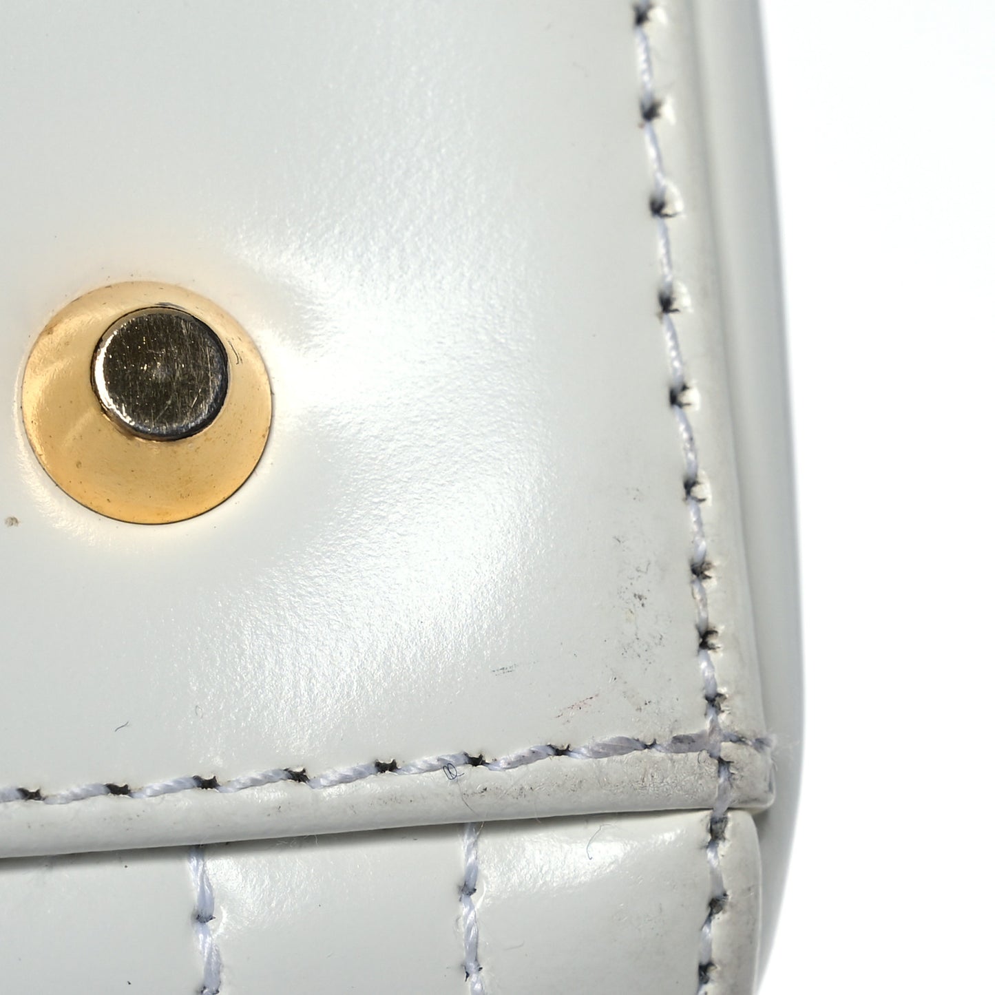 Glazed Calfskin Cannage Medium Lady Dior White
