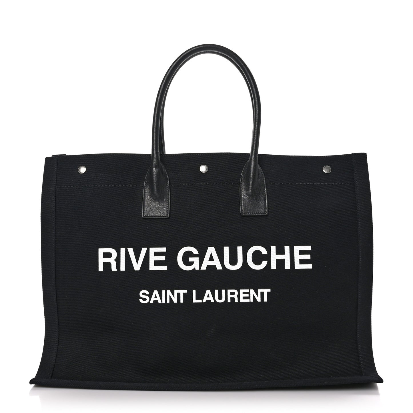 Linen Calfskin Rive Gauche Tote Black
