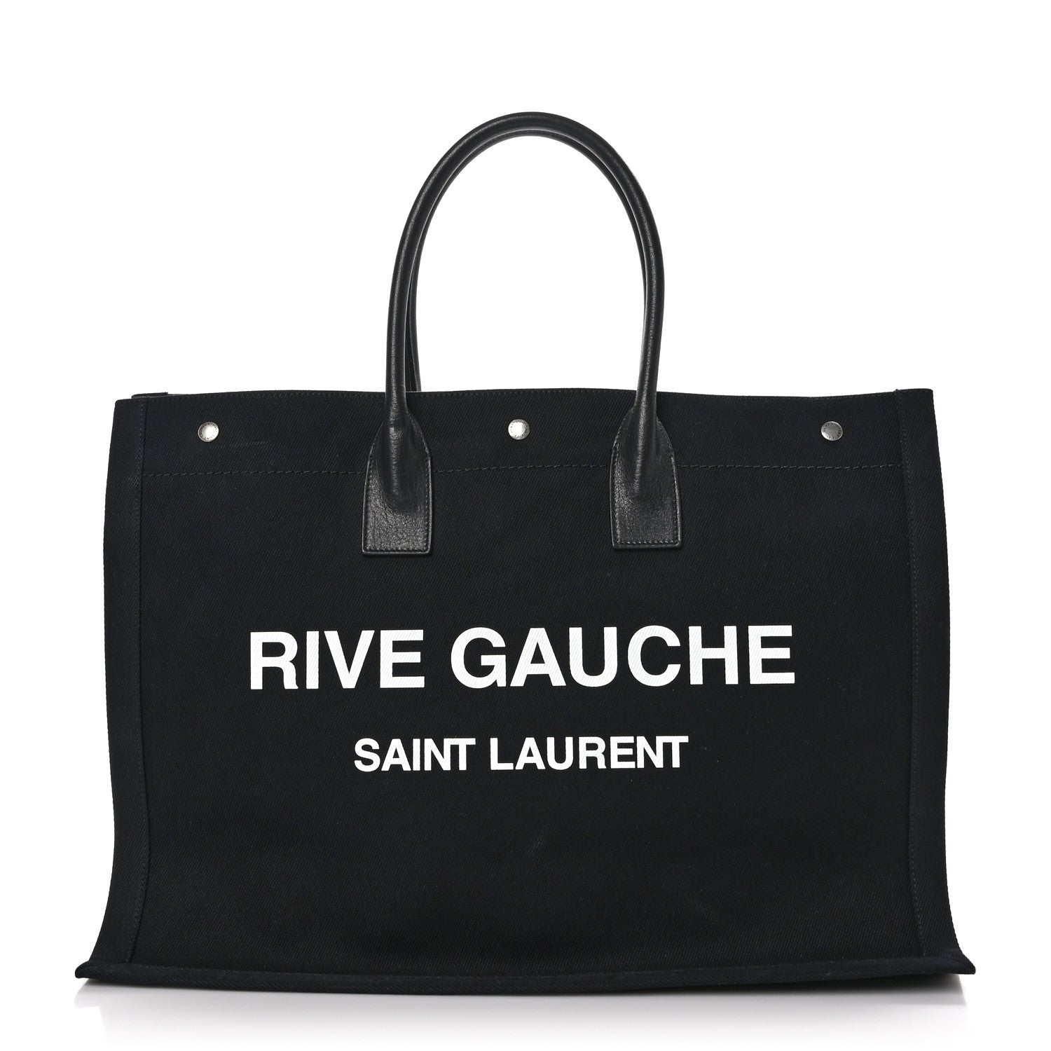 Saint Laurent Linen Calfskin Rive Gauche Tote Black 1 of 8