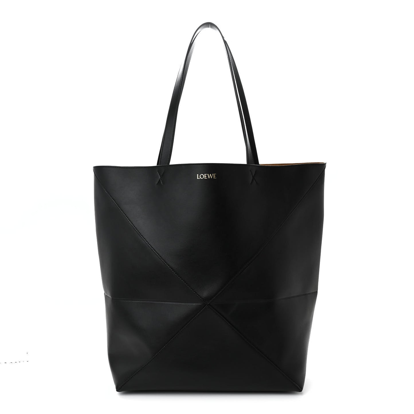 Shiny Calfskin Large Puzzle Fold Black