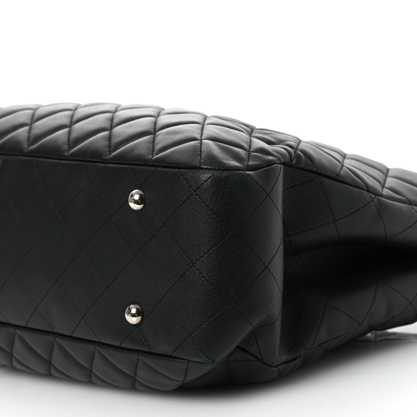 Calfskin Quilted Large CC Shopping Tote Black