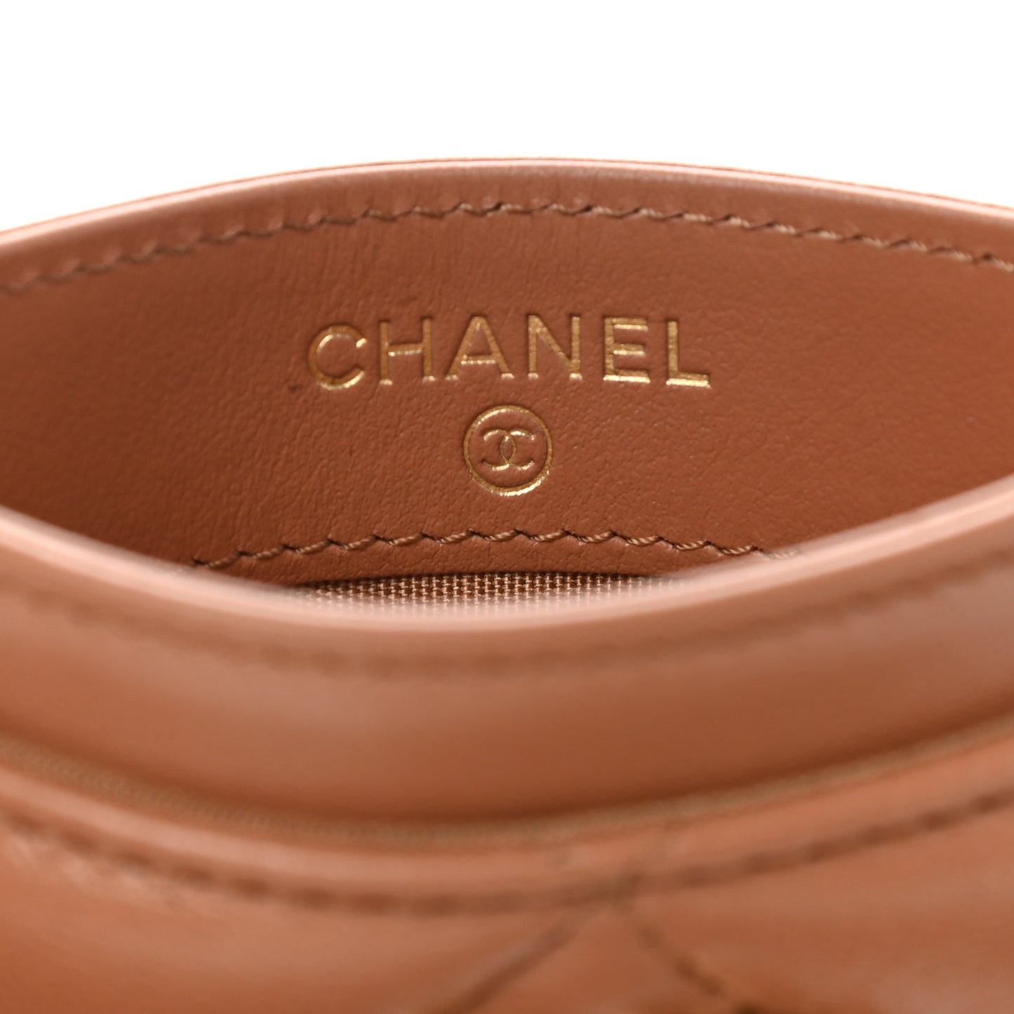Lambskin Quilted Chanel 19 Card Holder Brown