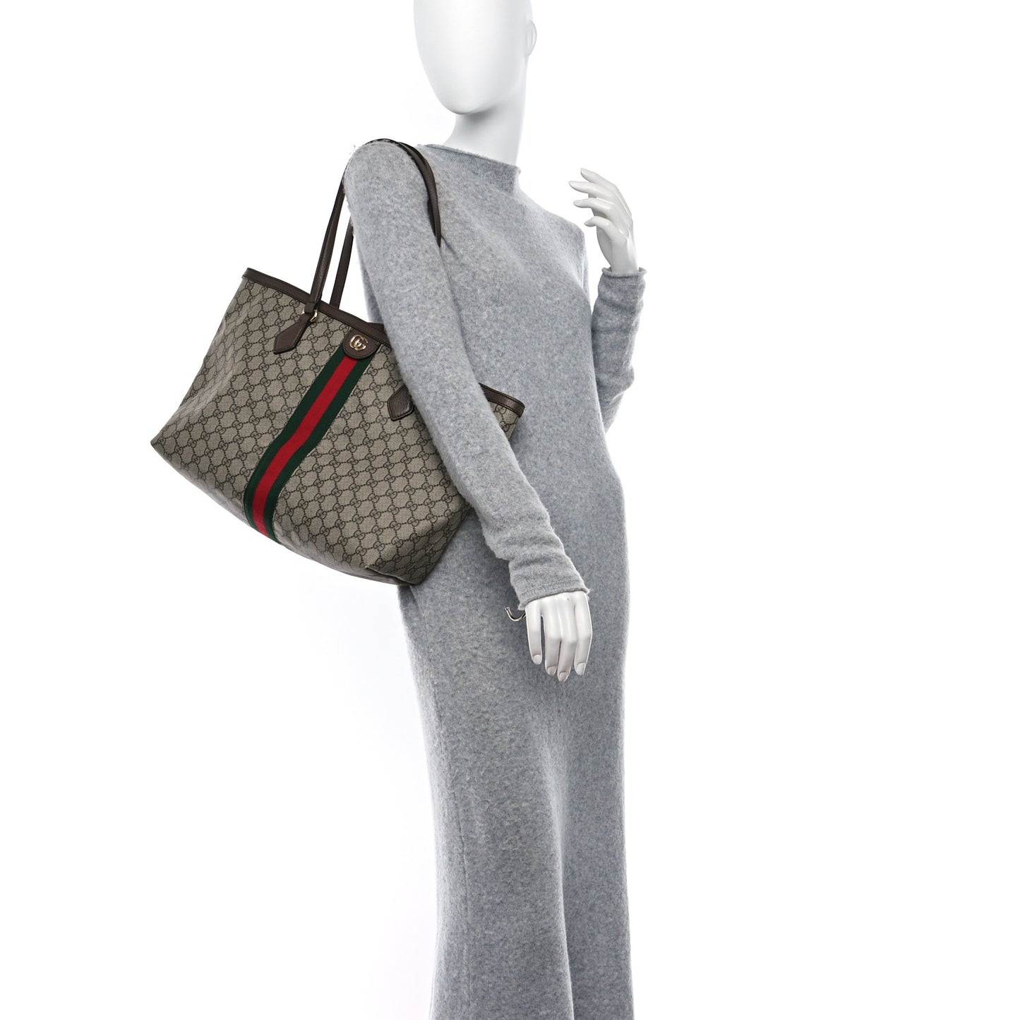 GG Supreme Monogram Medium Ophidia Shopping Tote Brown