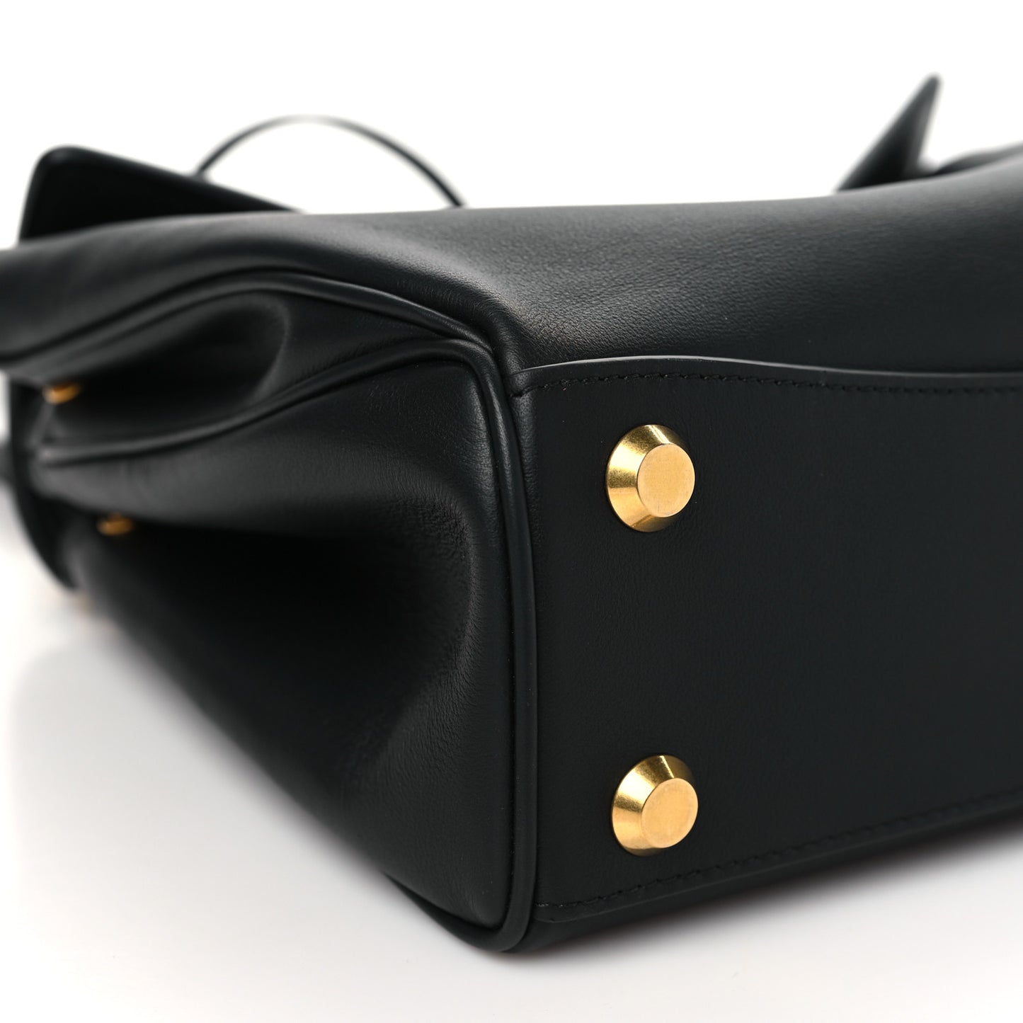 Natural Smooth Calfskin Small Rodeo Top Handle Handbag Black