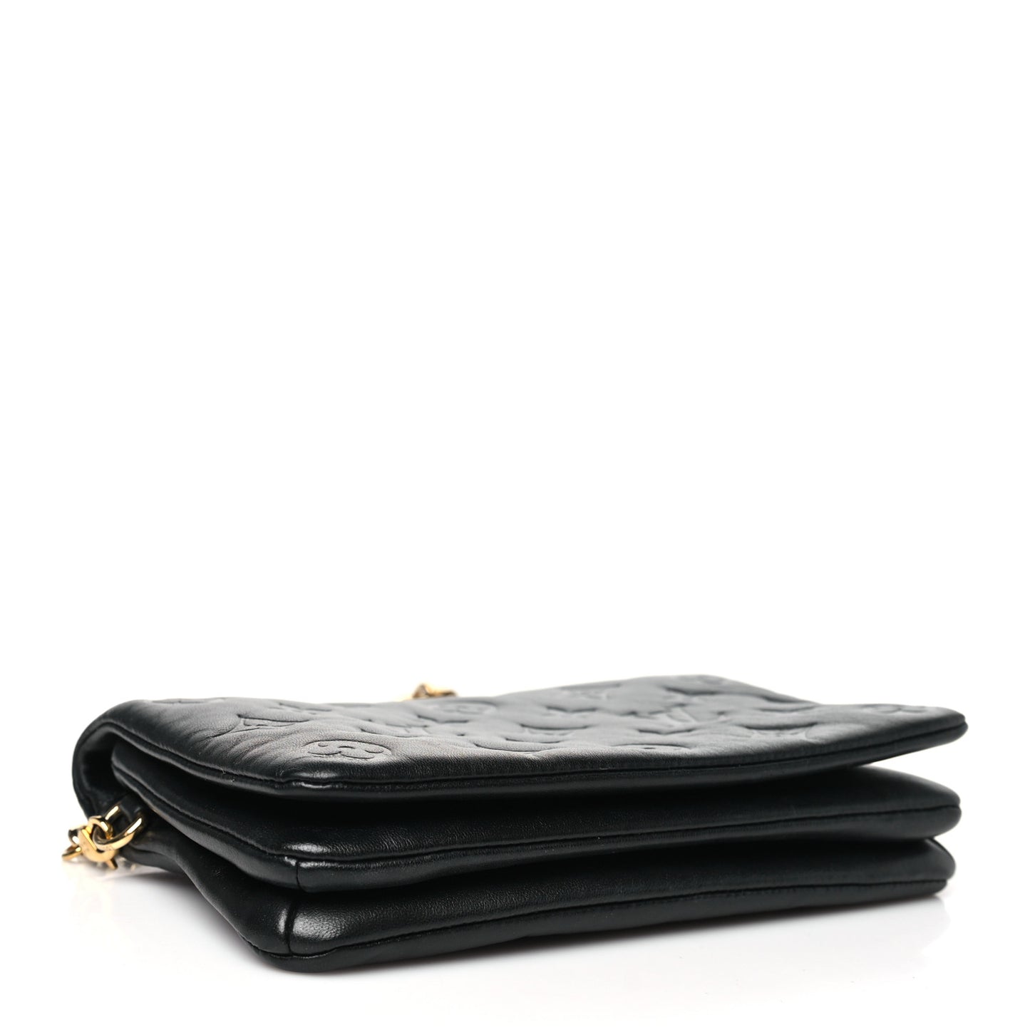 Lambskin Embossed Monogram Pochette Coussin Black