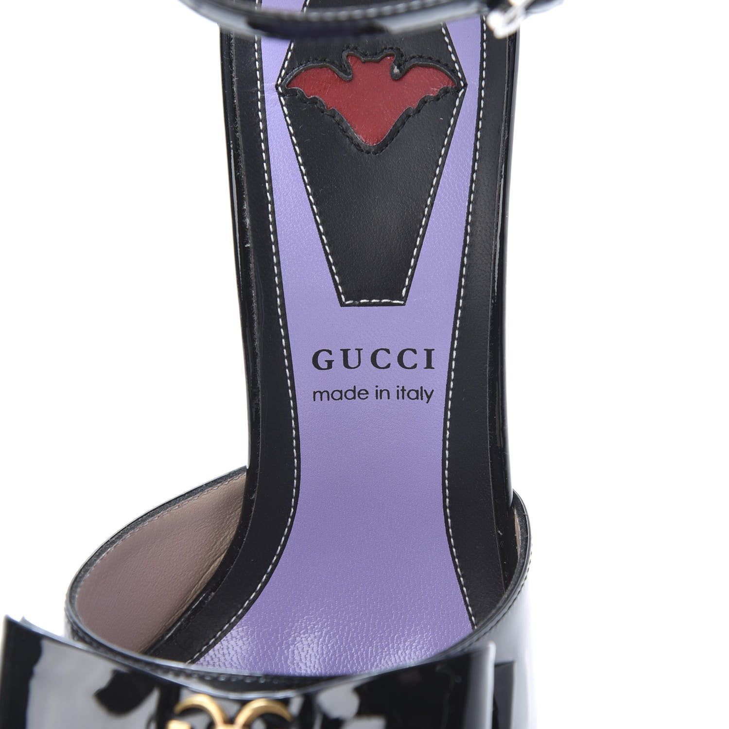 Gucci Patent Crystal GG Bow Sadie Spike Ankle Strap d'Orsay Platform High Heel Pumps 35.5 Black 7 of 9