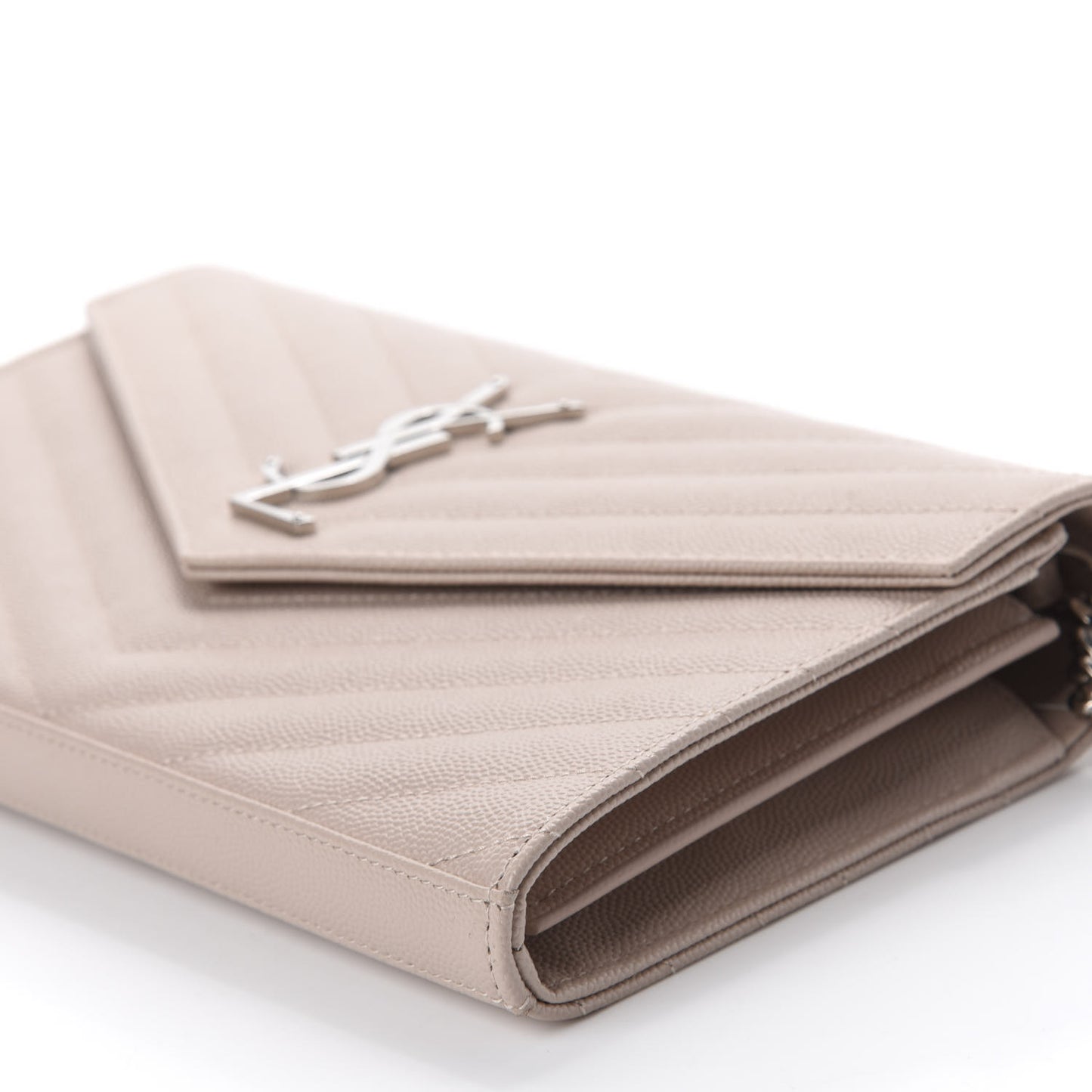Grain De Poudre Matelasse Chevron Monogram Chain Wallet Pale Pink