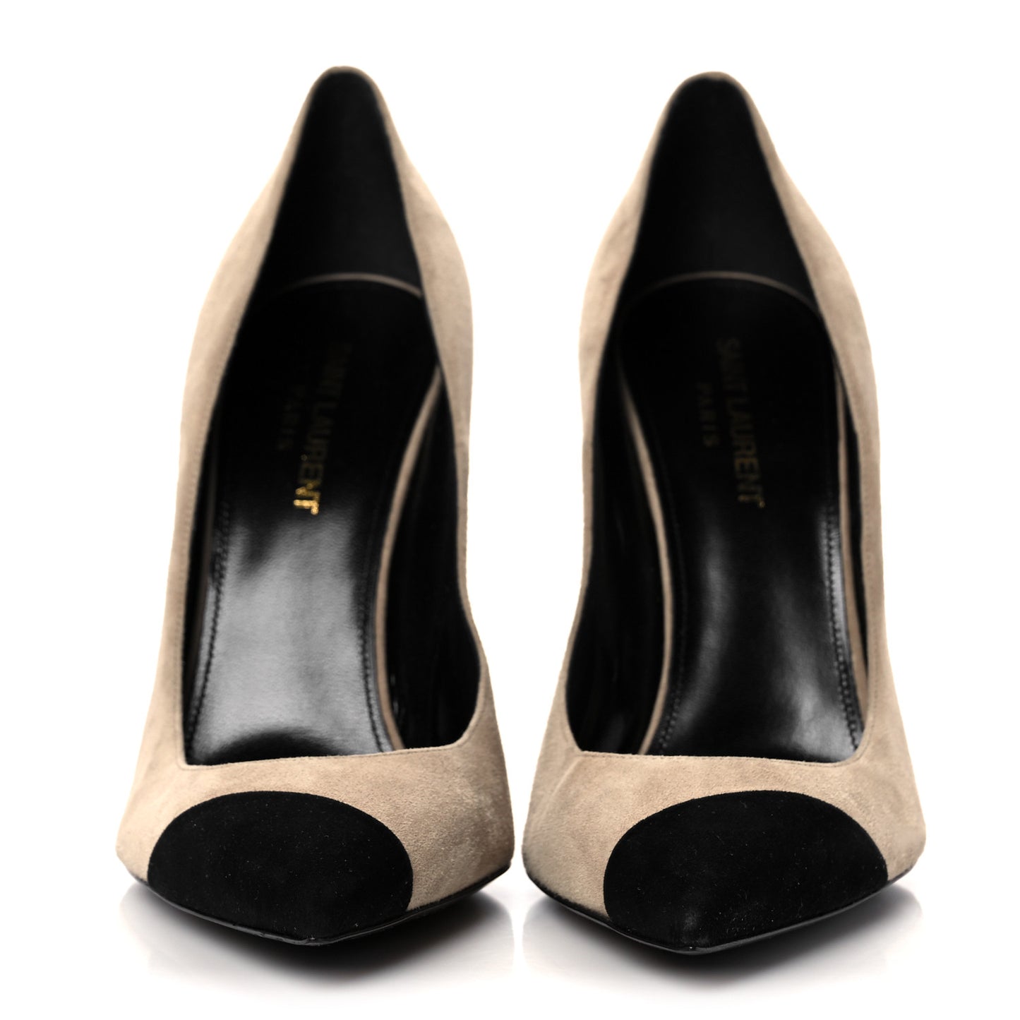 Suede Calfskin Zoe 105 Pumps 39.5 Beige Black