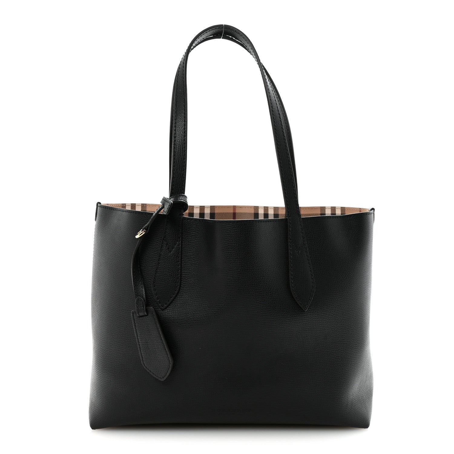 Burberry Grainy Calfskin Haymarket Check Small Reversible Tote