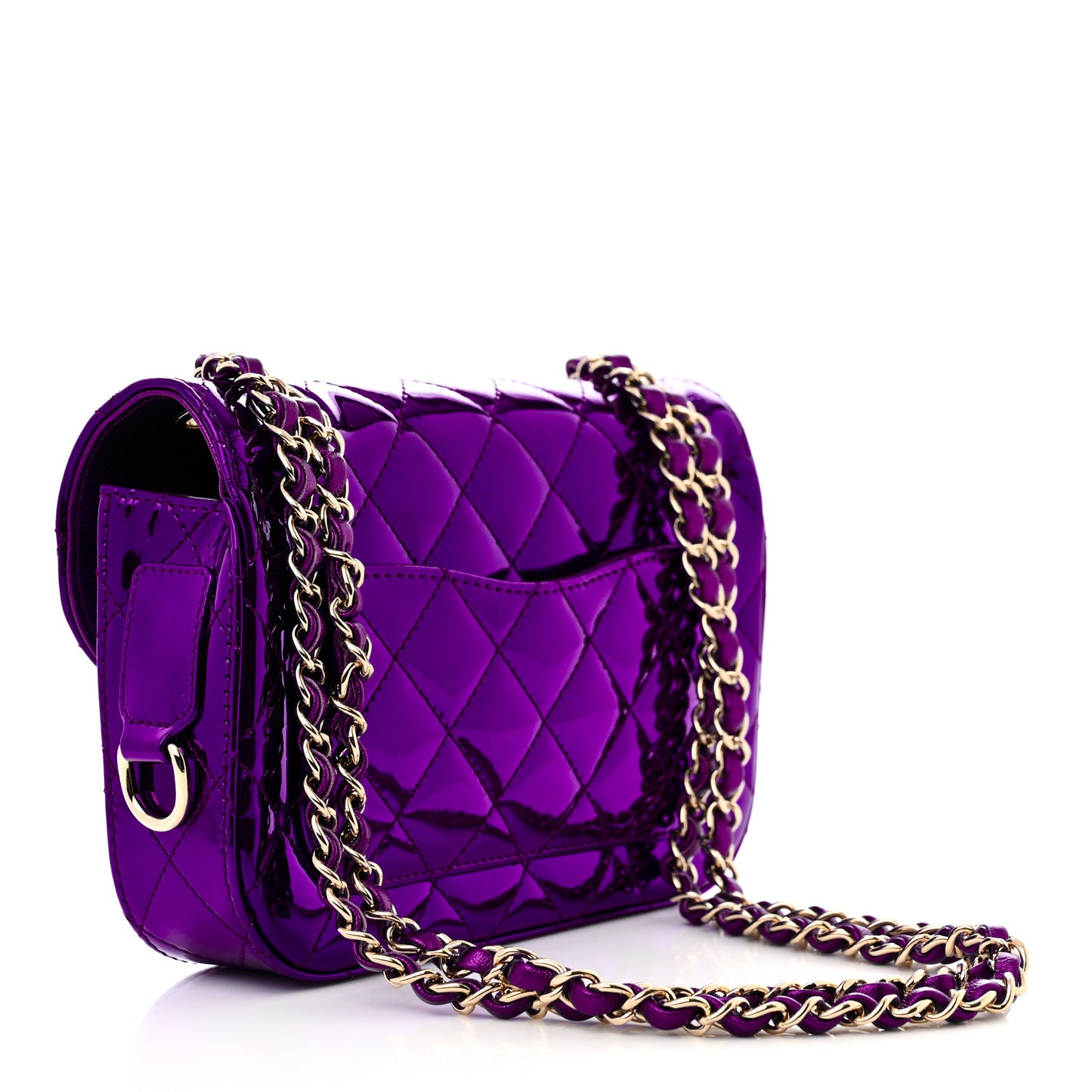 Mirror Calfskin Metallic Calfskin Quilted Hollywood Boulevard Mini Flap With Star Coin Purse Purple