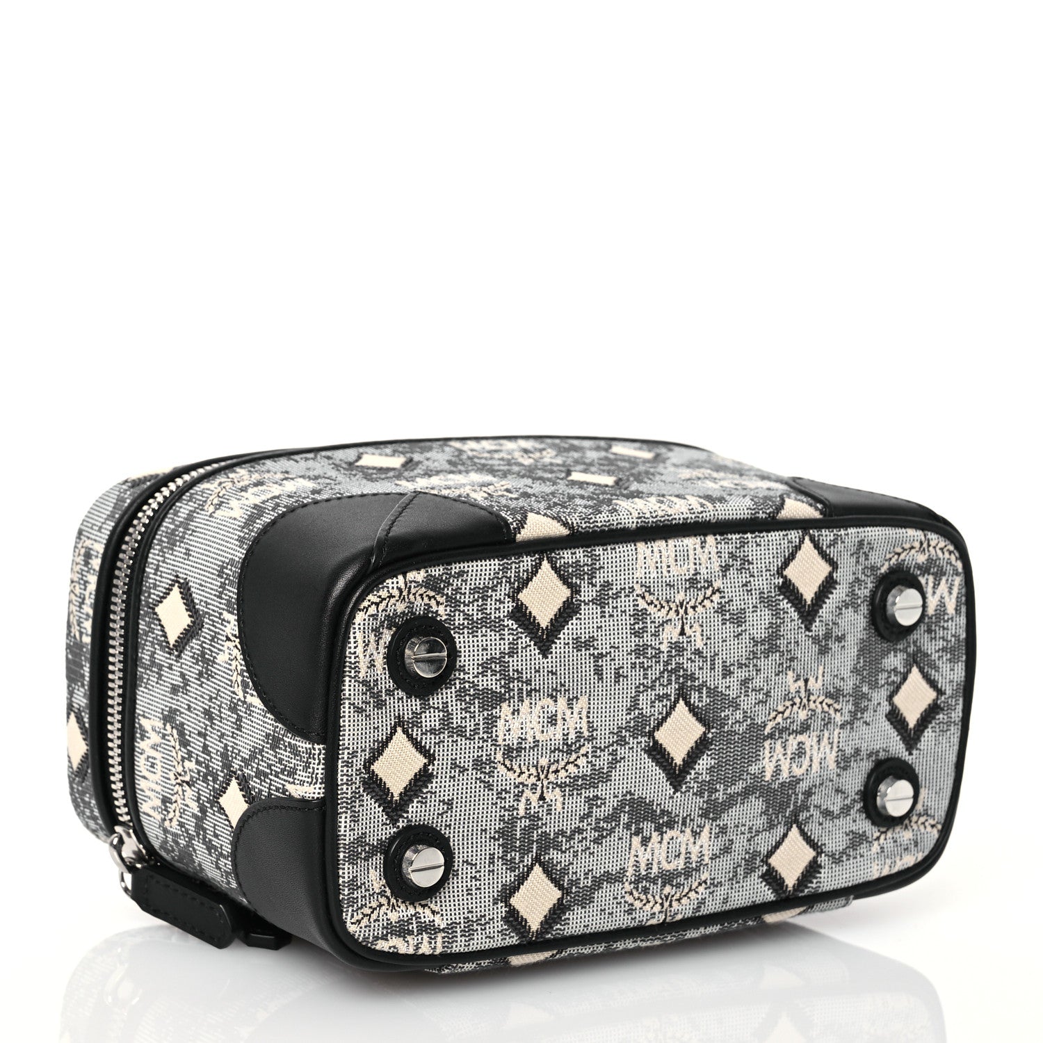 MCM Vintage Jacquard Monogram Rockstar Small Vanity Crossbody Bag Grey 4 of 9