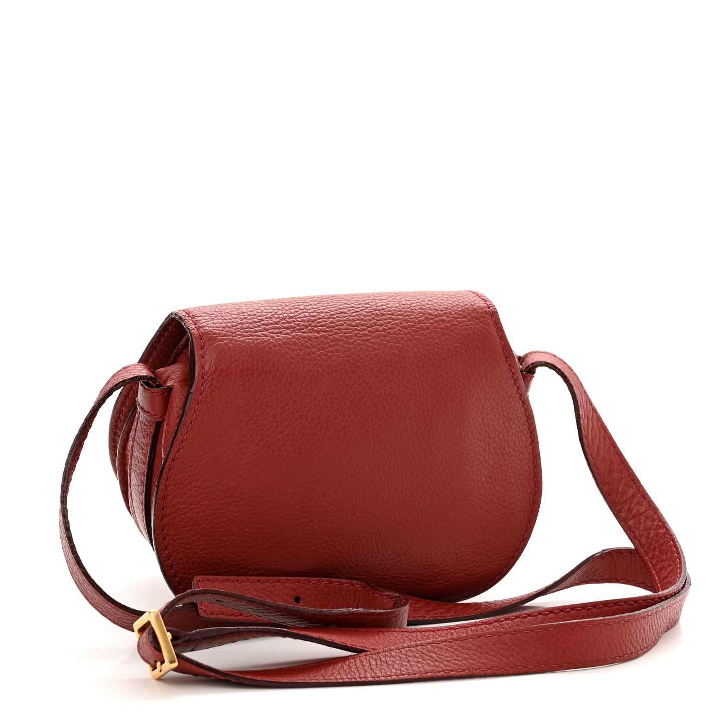 Grained Calfskin Small Marcie Saddle Bag Sienna Red