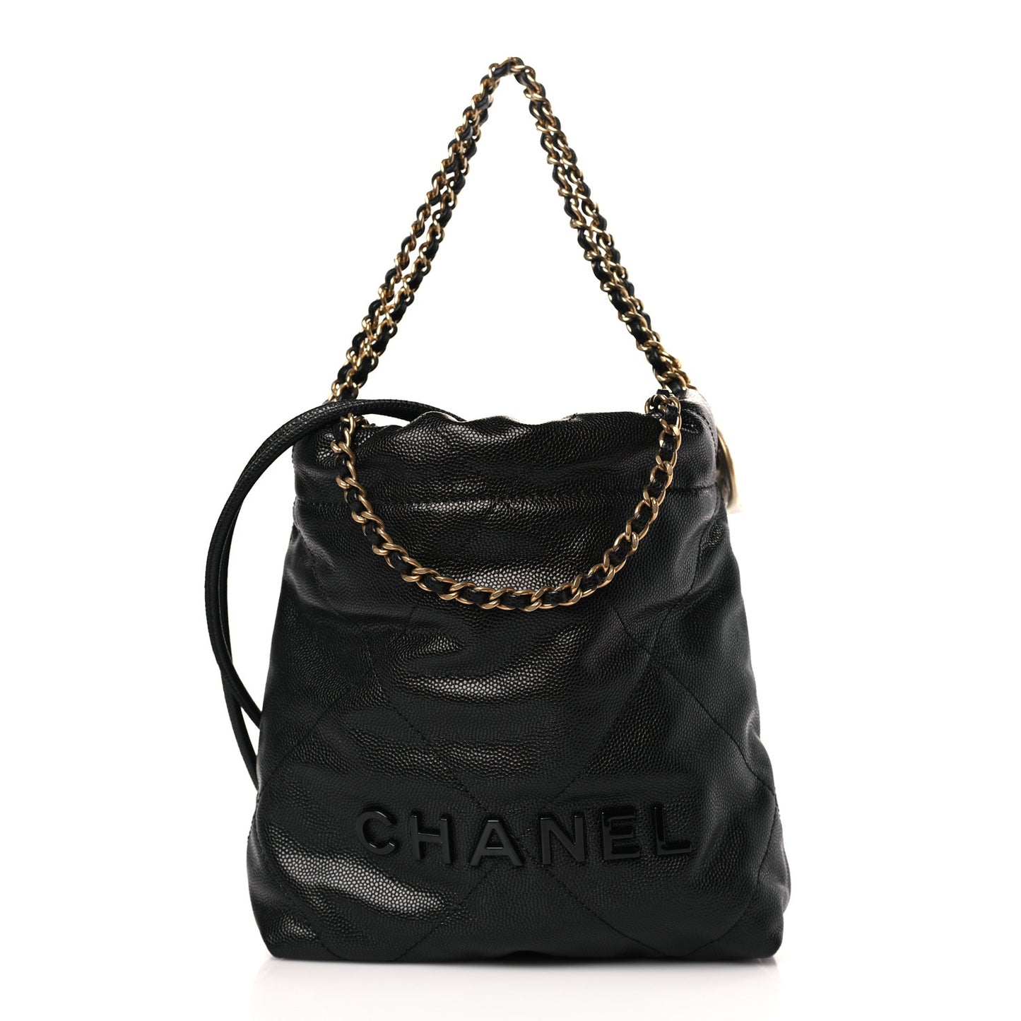 Shiny Caviar Quilted Monochrome Mini Chanel 22 Black