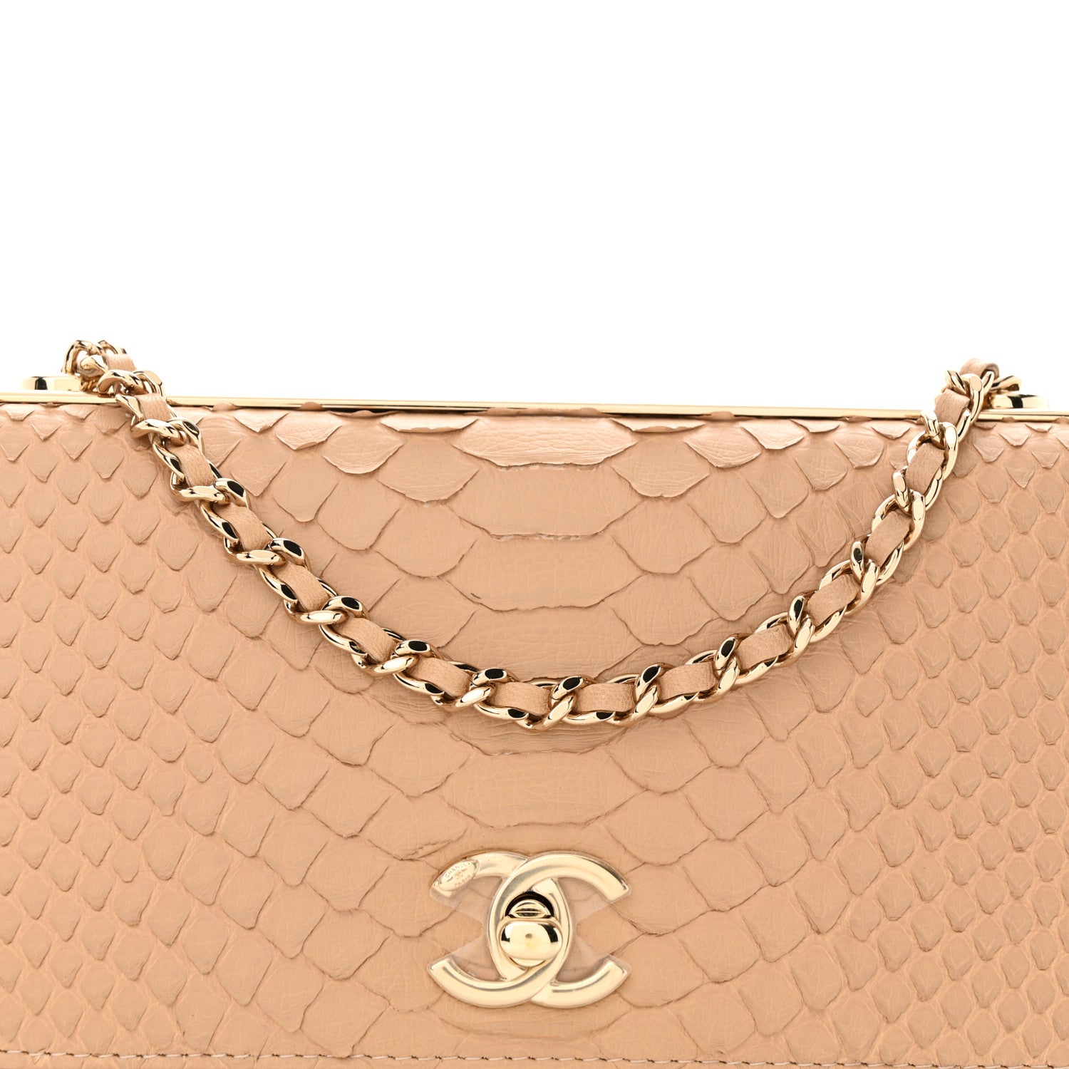Chanel Snakeskin Wallet On Chain WOC Beige 9 of 11