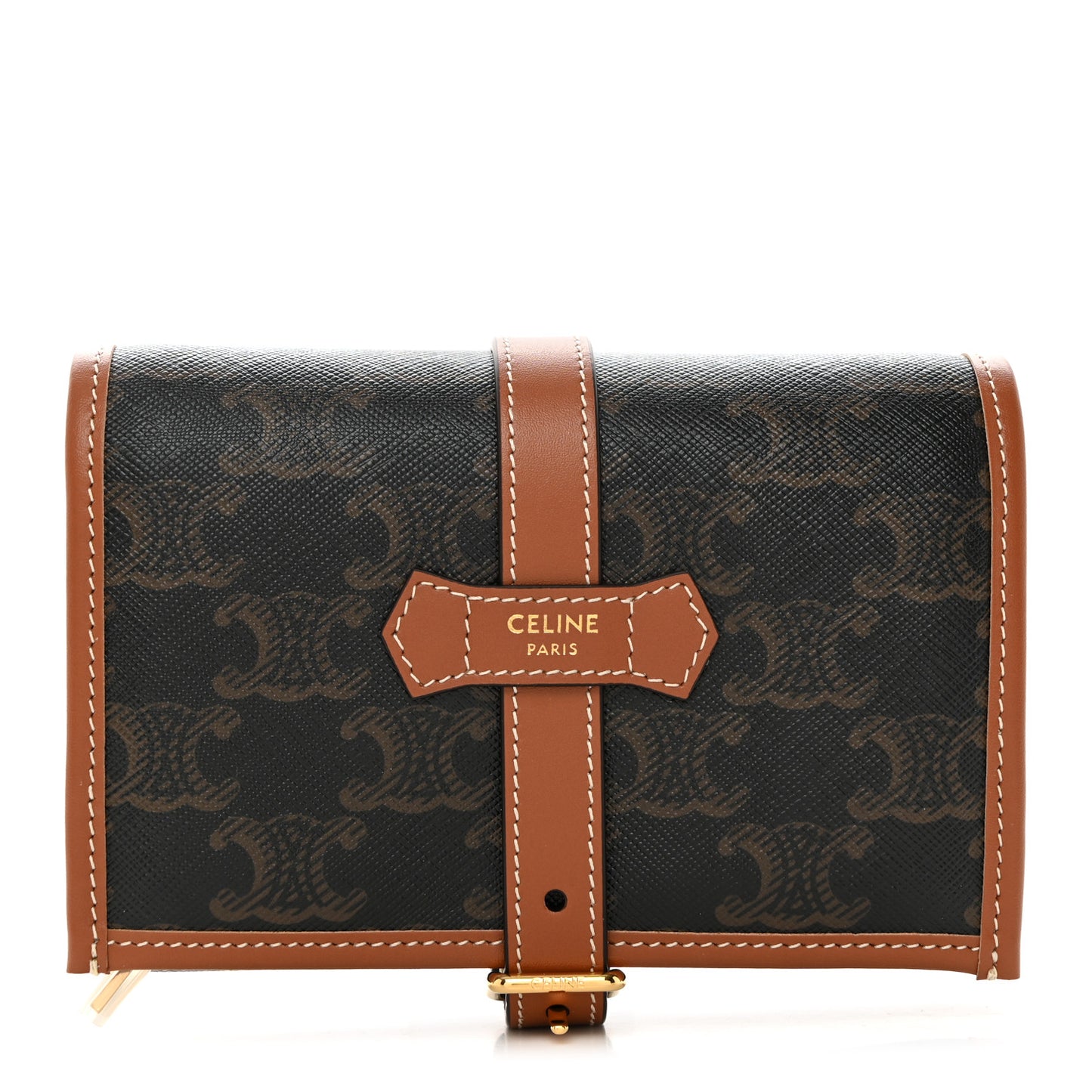 Triomphe Canvas Calfskin Jewelry Pouch Tan