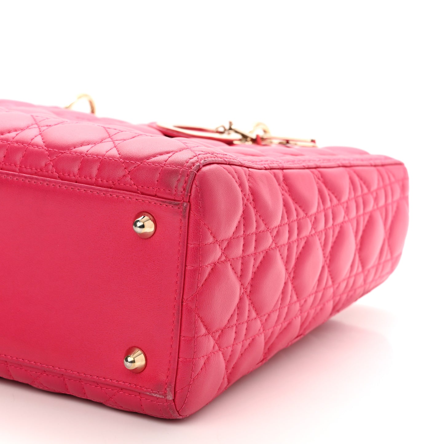 Lambskin Cannage Large Lady Dior Fuchsia