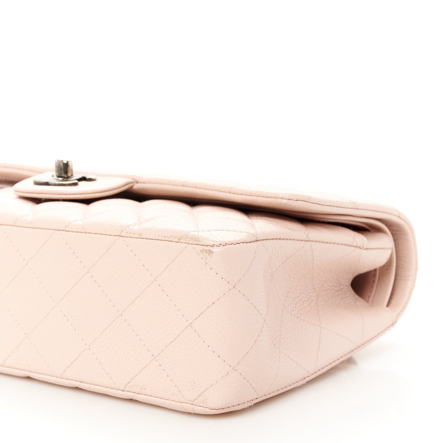 Caviar Quilted Medium Double Flap Light Pink