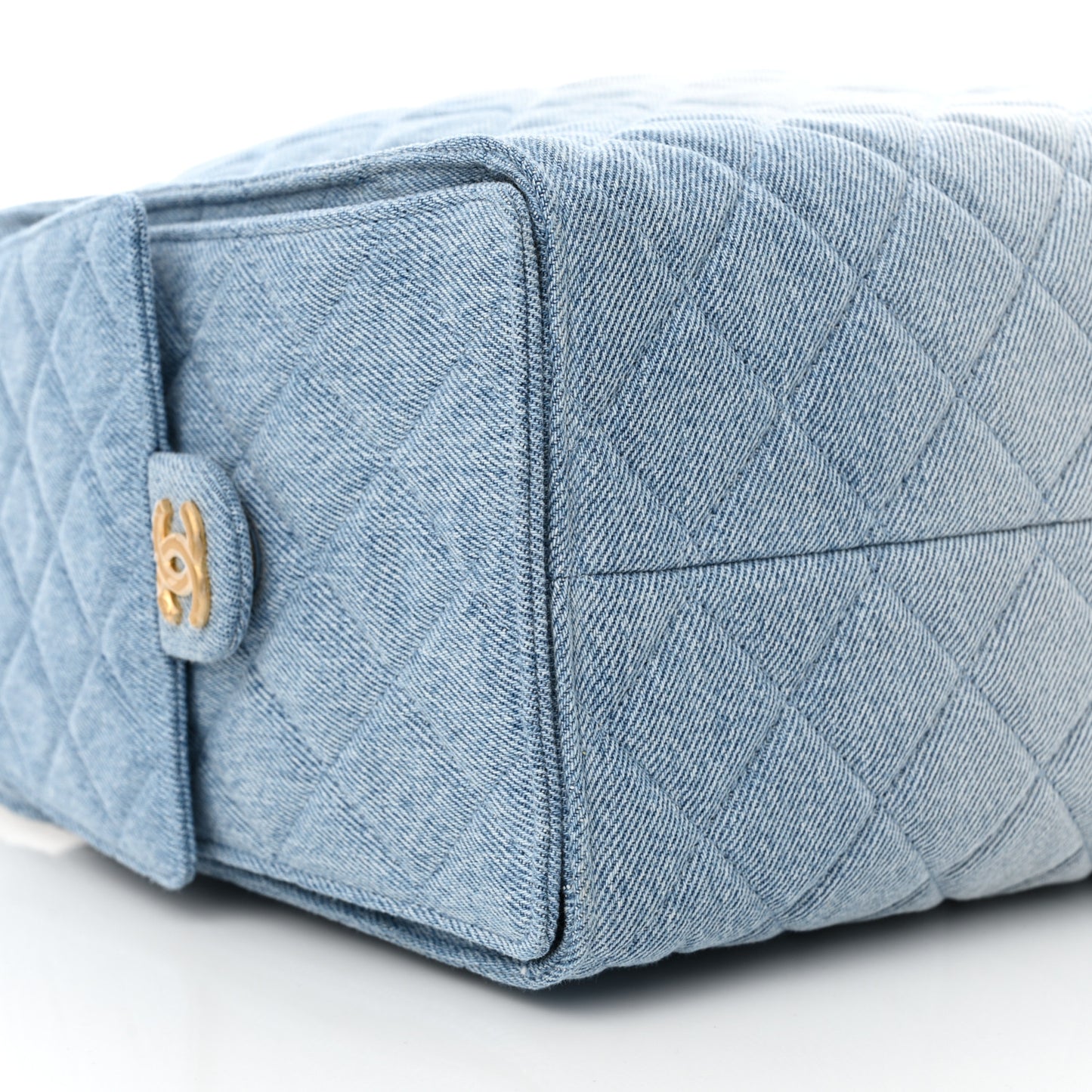 Washed Denim Quilted Medium Chanel 25 Handbag Blue