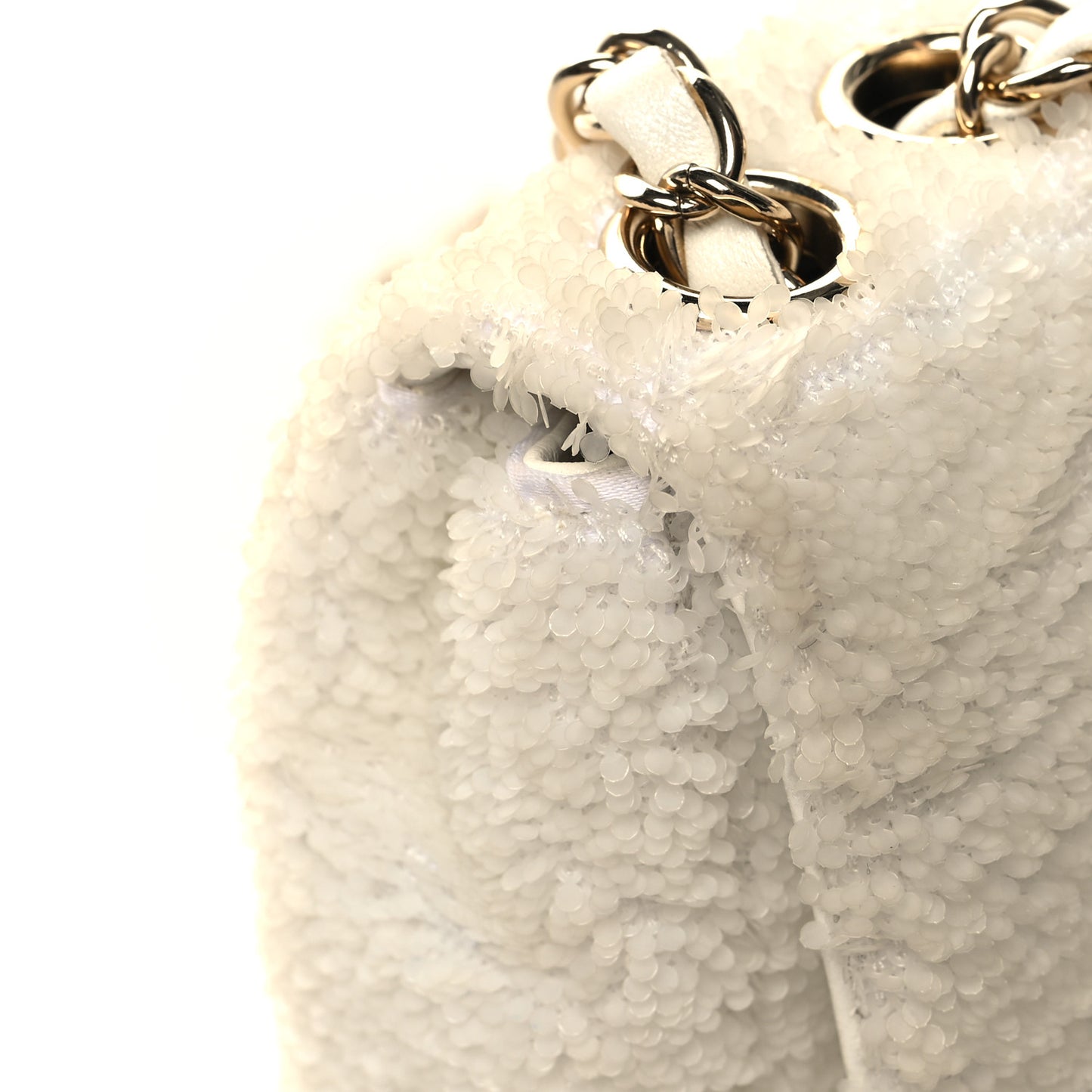Sequin Mini Rectangular Flap White