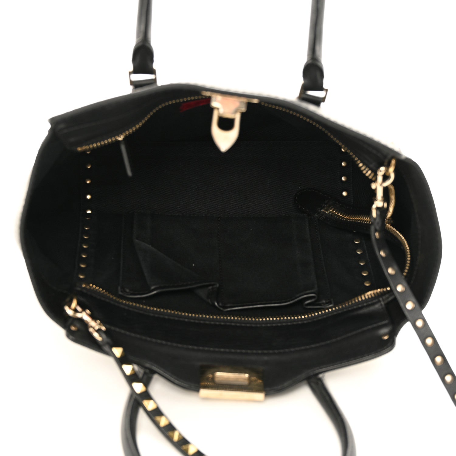 Valentino Garavani Vitello Rockstud Double Handle Tote Black 5 of 13