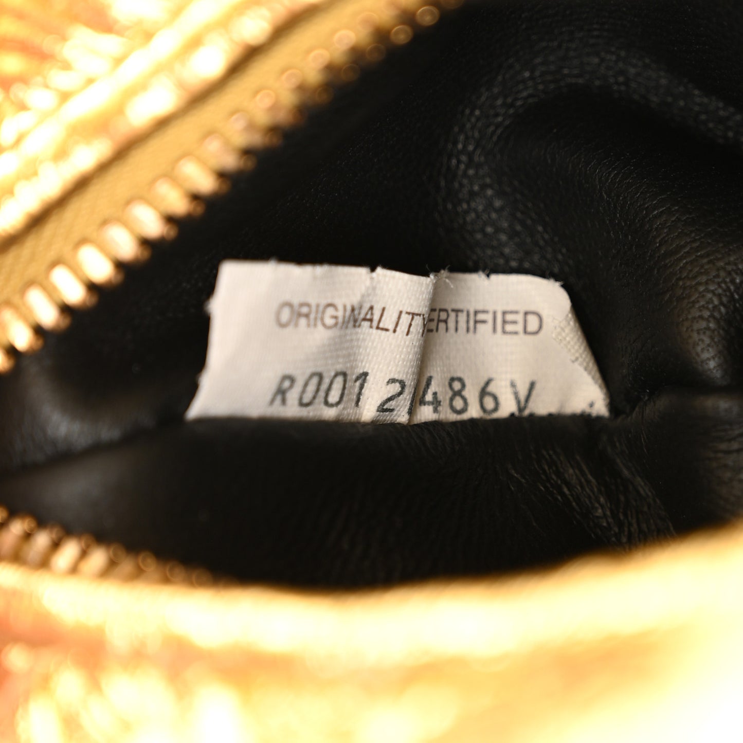 Laminated Calfskin Pressed Intreccio Mini Jodie Gold