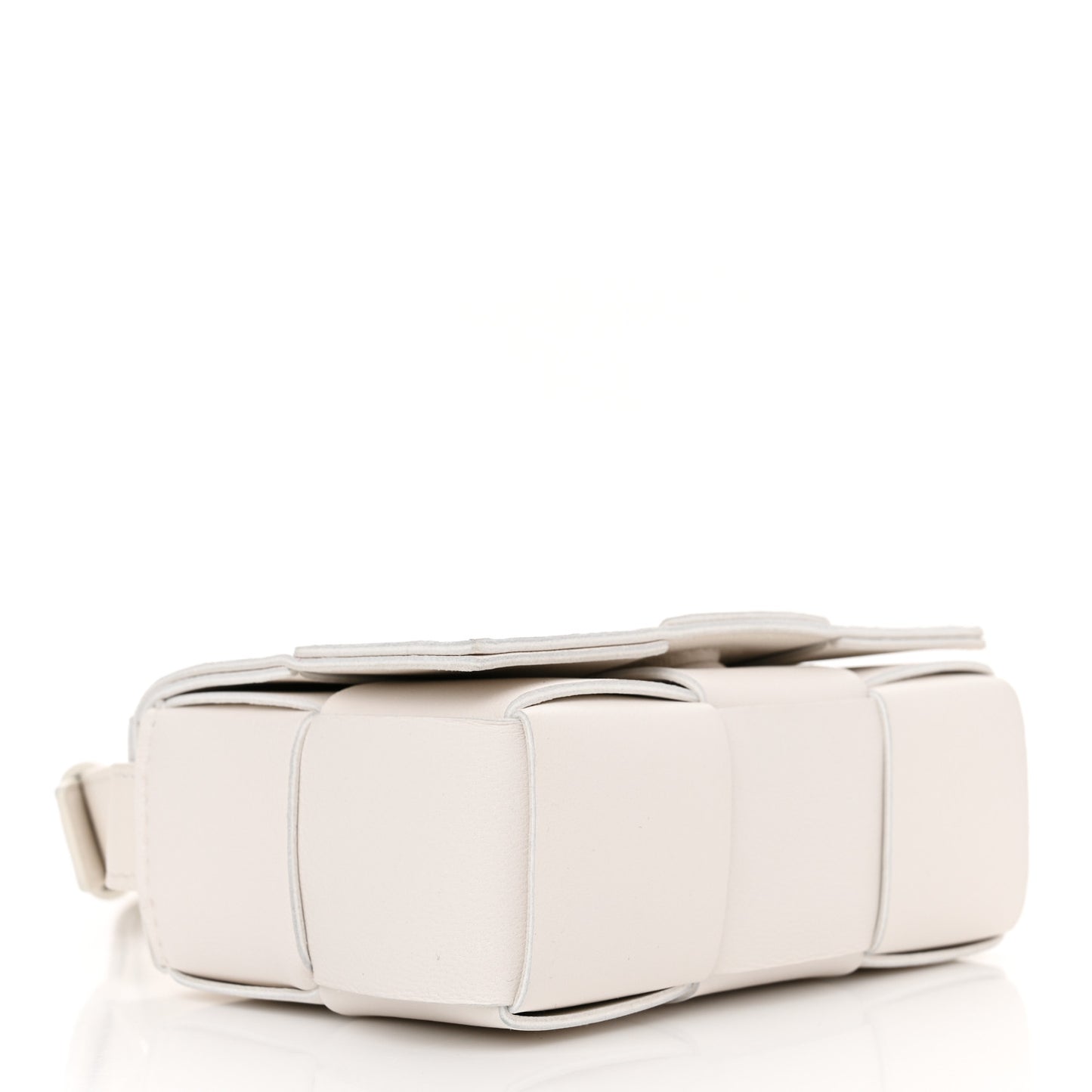 Lambskin Maxi Intrecciato Extra Mini Cassette Crossbody Bag White