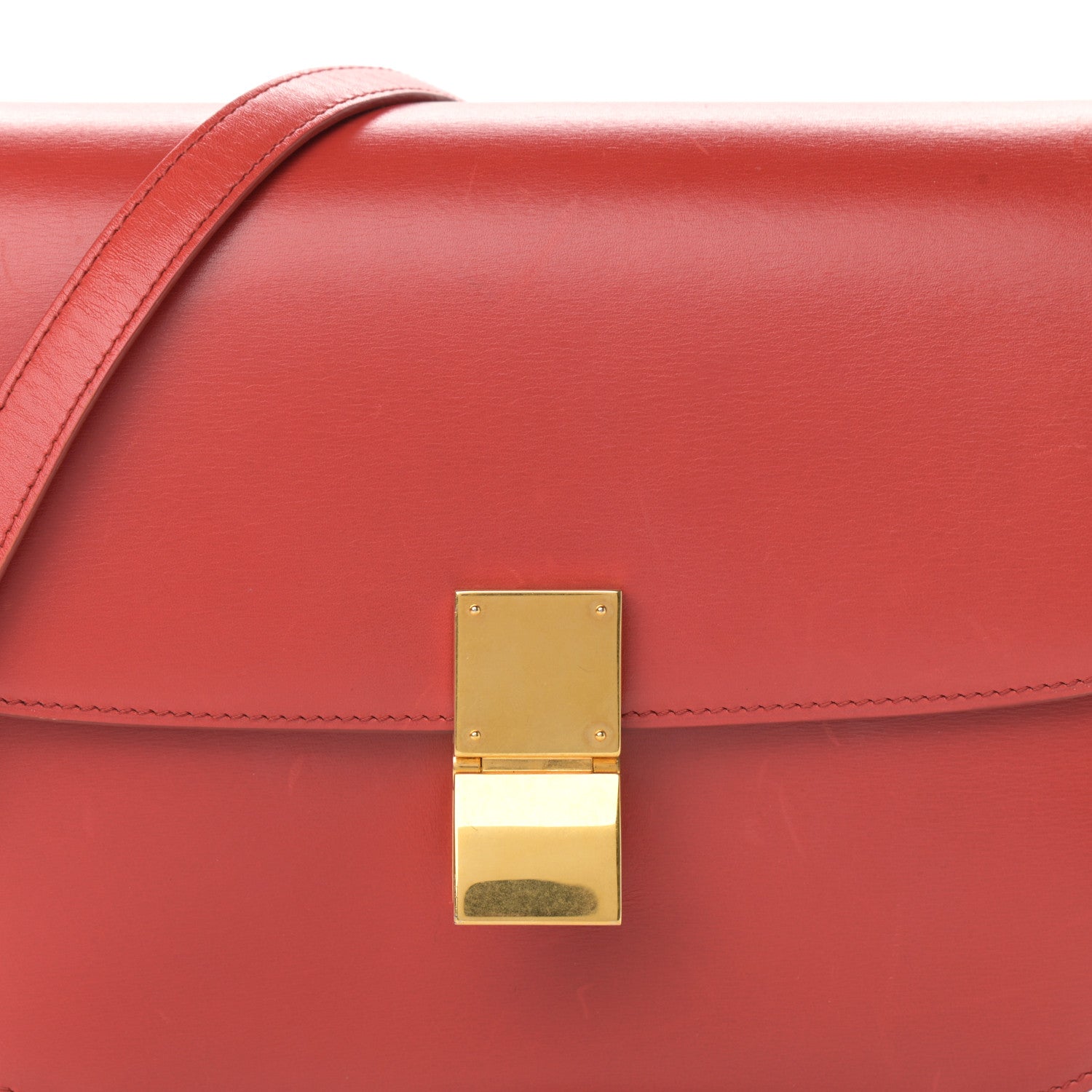 Celine Box Calfskin Medium Classic Box Flap Bag Red 9 of 16