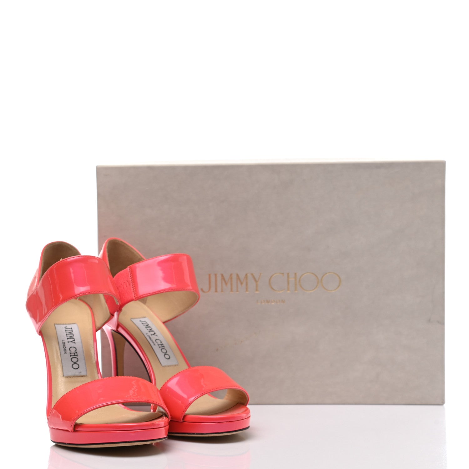 Jimmy Choo Patent Alana Double Band Sandals 35.5 Geranium 11 of 11
