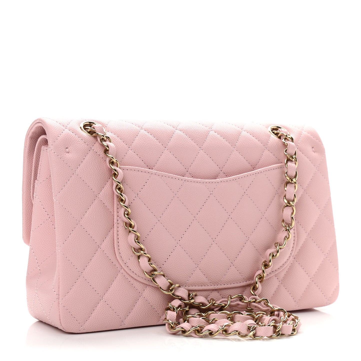 Caviar Quilted Medium Double Flap Light Pink