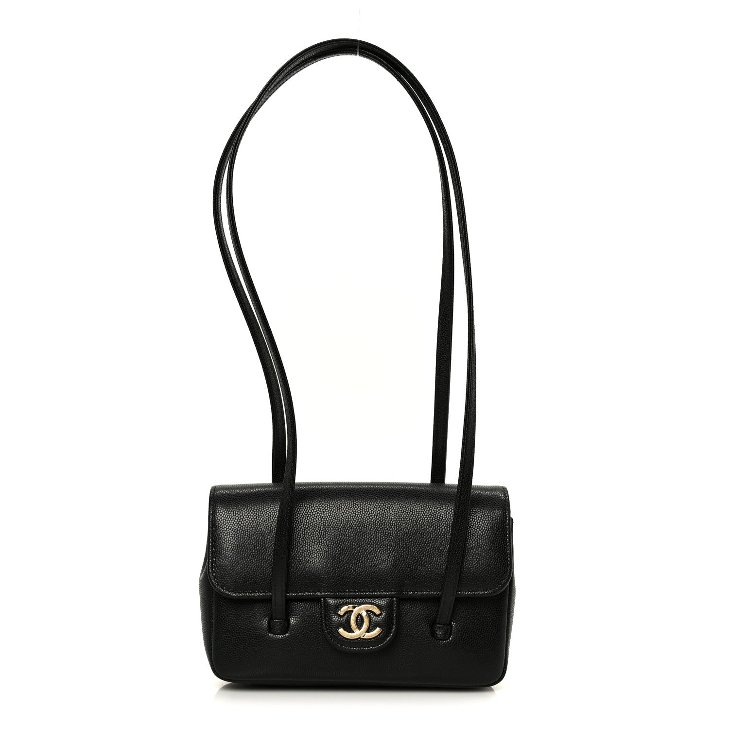 Chanel Shiny Caviar Mini Preppy Coco Shoulder Bag Black 1859697  display picture 1