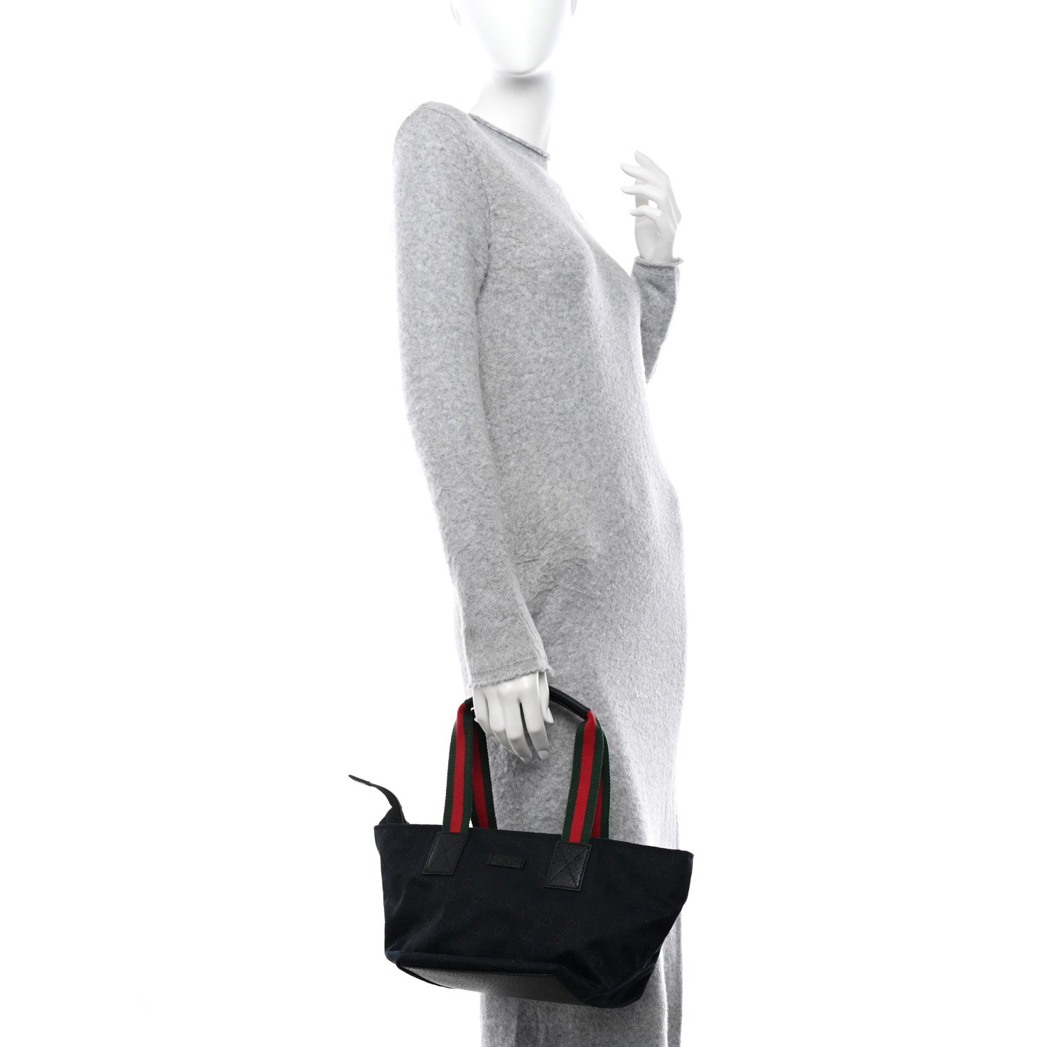 Gucci GG Monogram Small Web Handle Bucket Tote Black 2 of 10