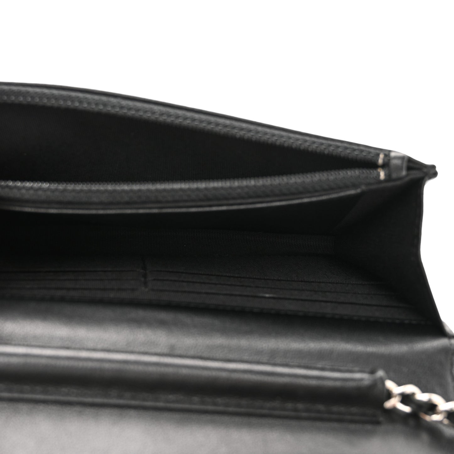 Sheepskin Chevron Wallet On Chain WOC Black