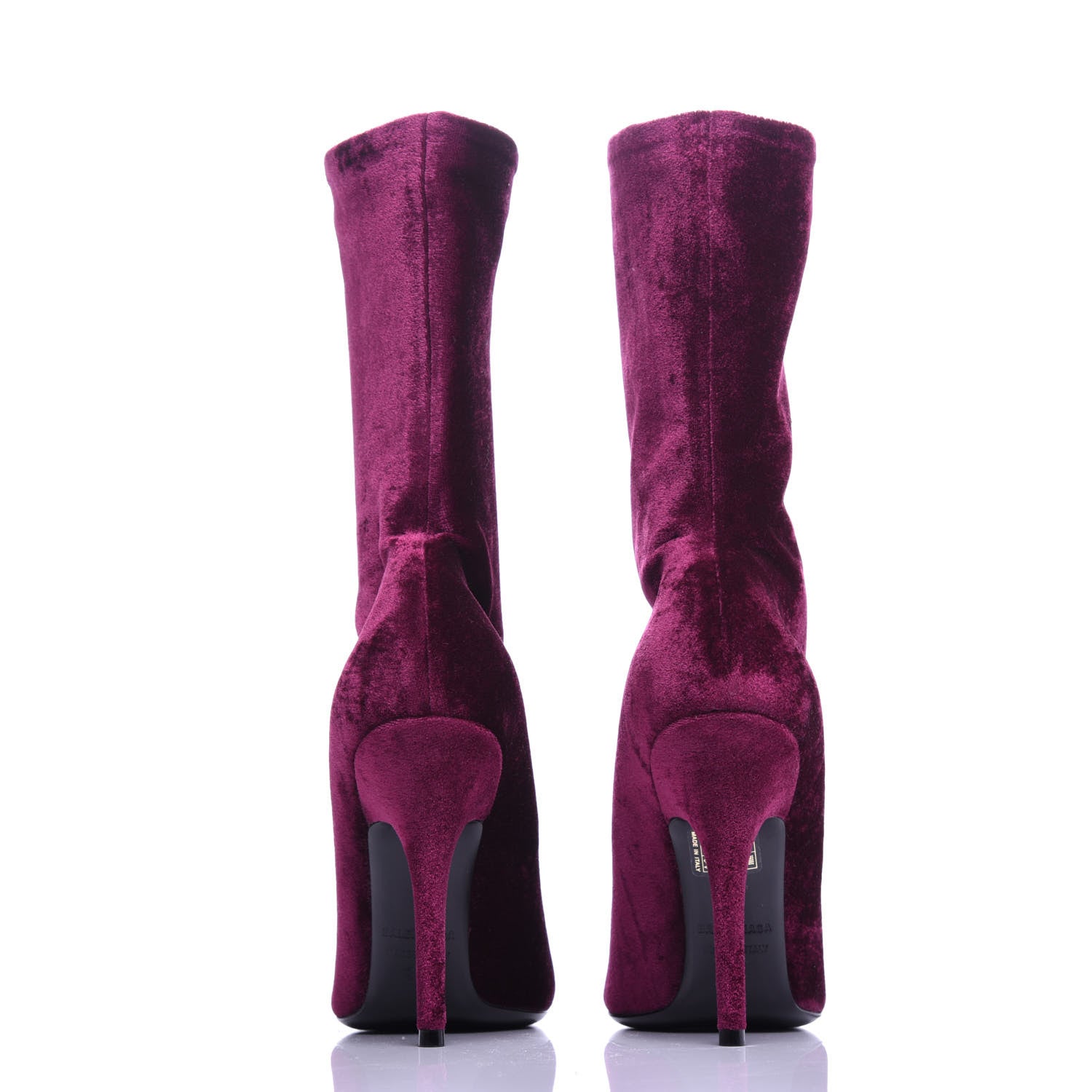 Balenciaga Velvet Extreme Pointed Toe Knife Booties 39 Rouge Prune 5 of 7