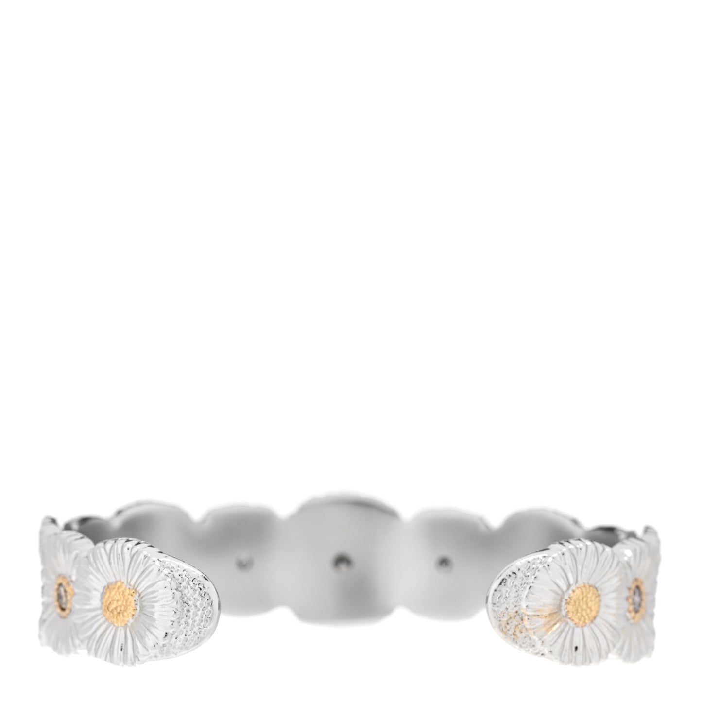 Sterling Silver Vermeil Diamond Blossoms Daisy Narrow Cuff Bracelet
