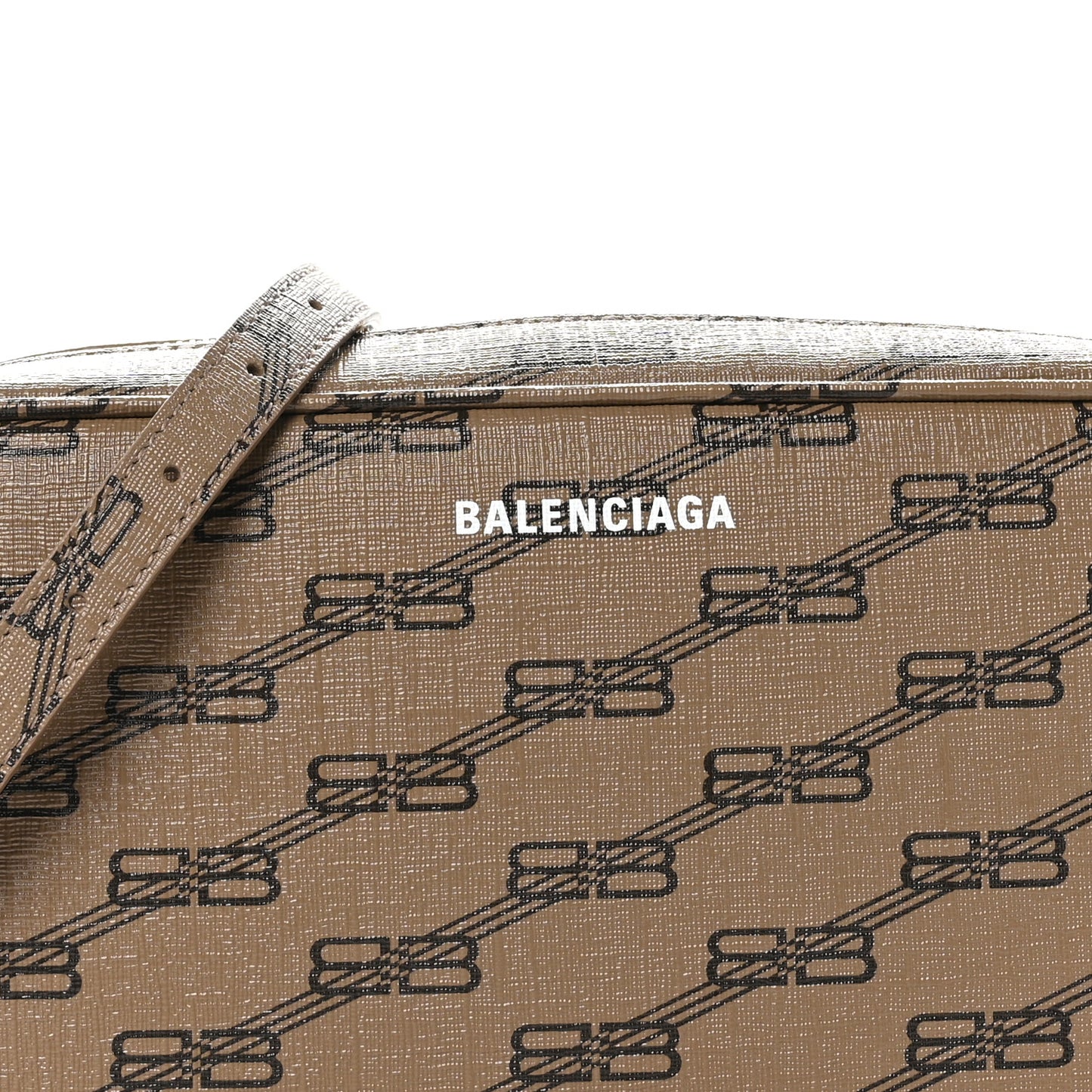 Coated Canvas BB Monogram Medium Signature Camera Bag Beige Brown