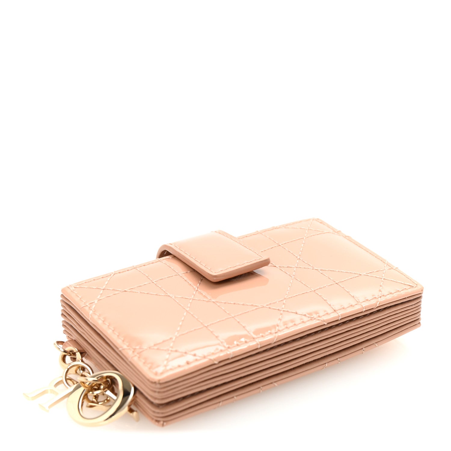 Christian Dior Patent Cannage Lady Dior 5-Gusset Card Holder Rose De Vents 4 of 8