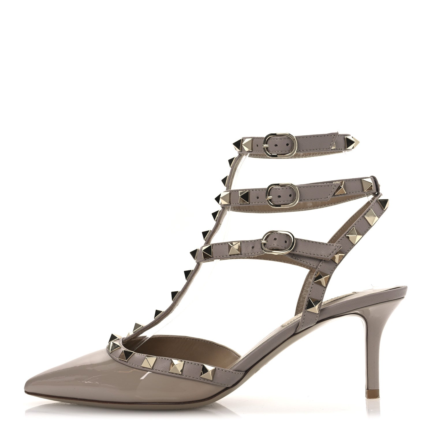 Valentino Garavani Patent Rockstud Ankle Strap 65mm Pumps 37.5 Poudre 1 of 14