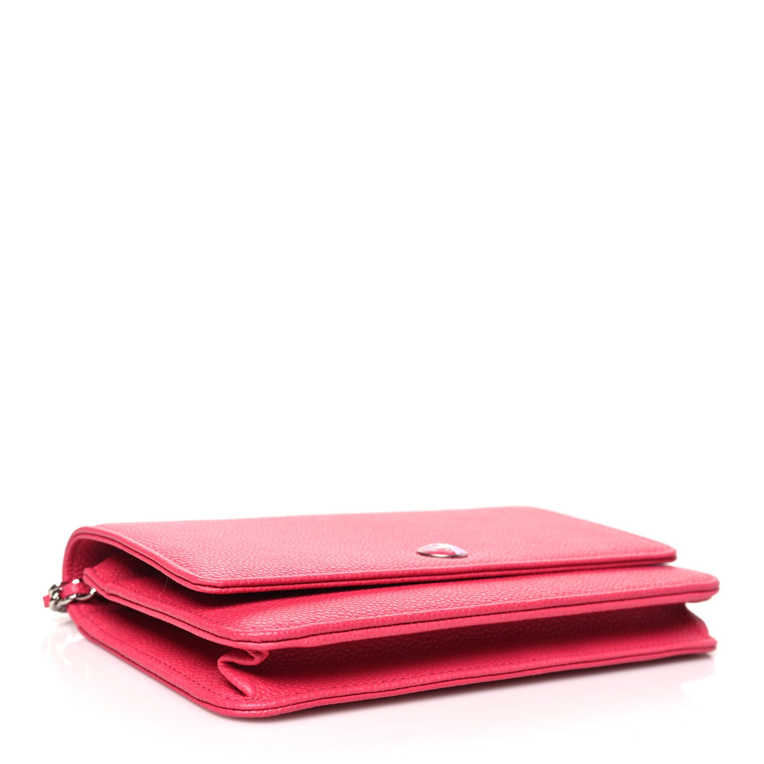 Chanel Caviar Enamel Button CC Wallet on Chain WOC Dark Pink 4 of 11