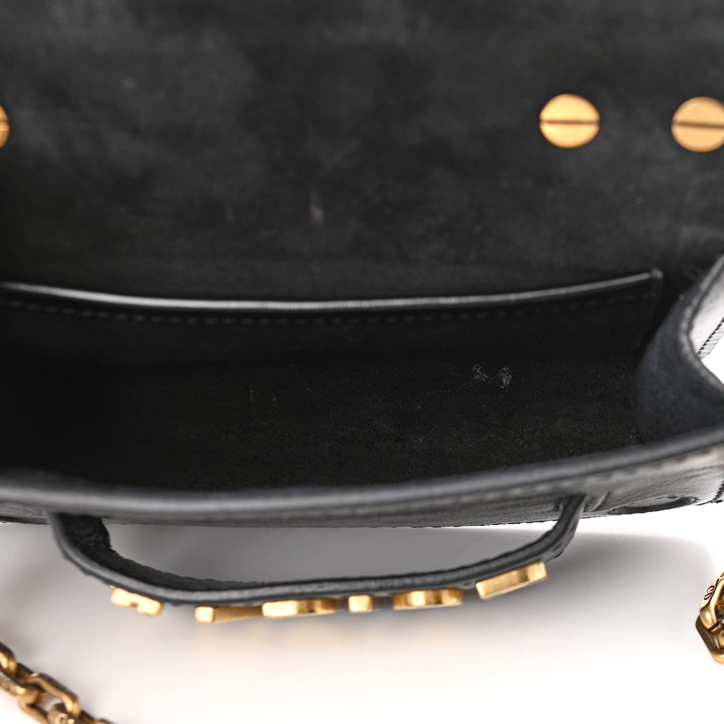 Crinkled Calfskin Mini J'Adior Chain Flap Bag Black