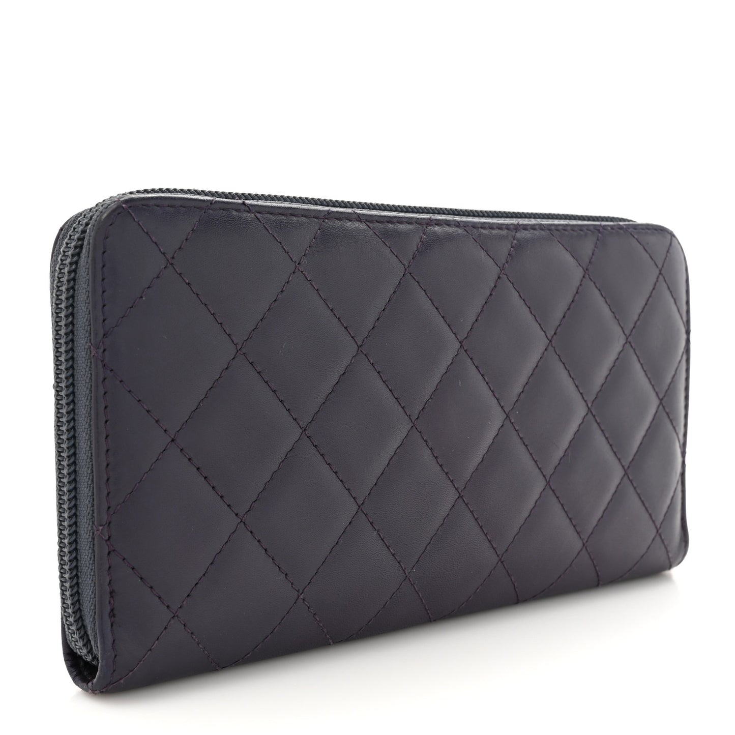 Calfskin Cambon Zip Around Organizer Wallet Purple