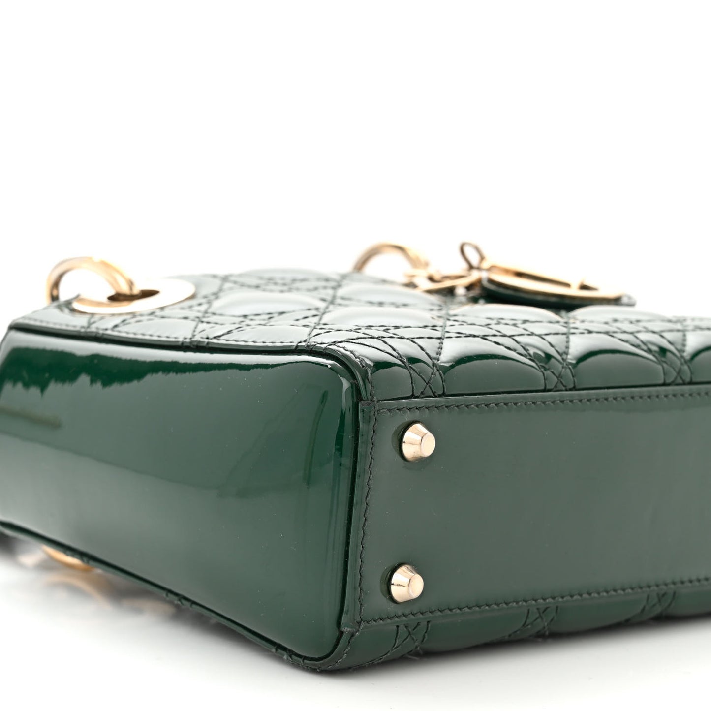 Patent Cannage Mini Lady Dior Pine Green